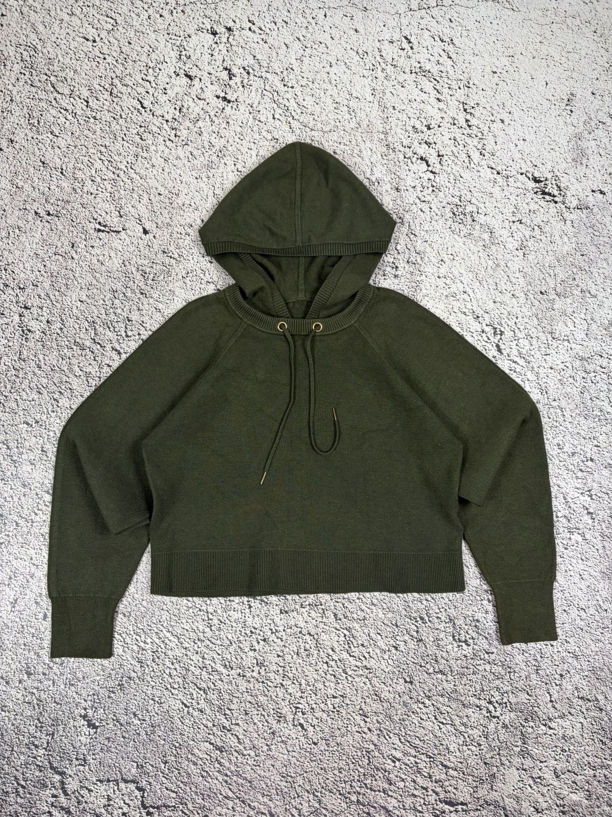 Sandro Sandro Paris Cropped Knit Hoodie Olive Green Size S / US 4 / IT 40 - 1 Thumbnail