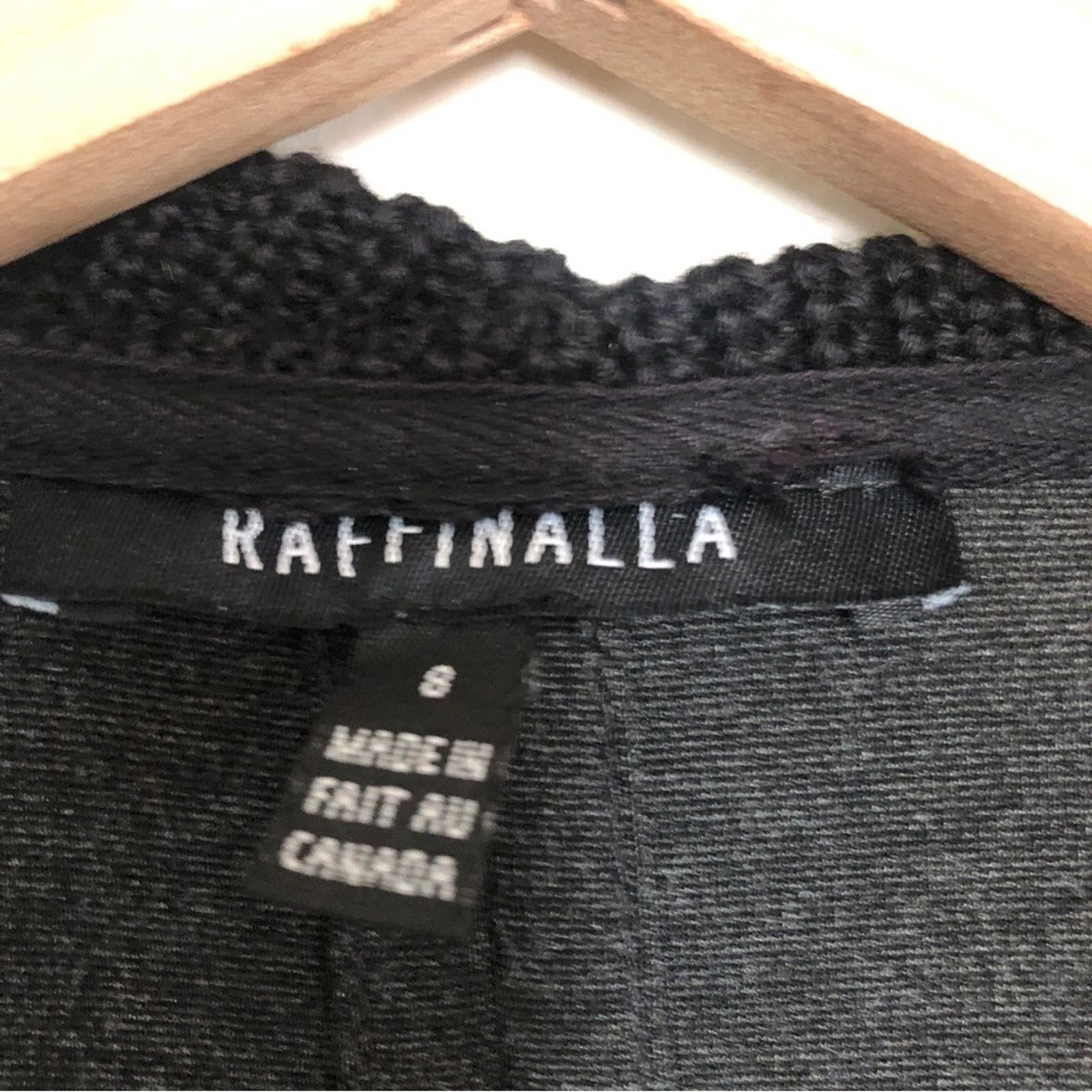 Raffinalla Gray Black Knit Draped Collar Cardigan Sweater