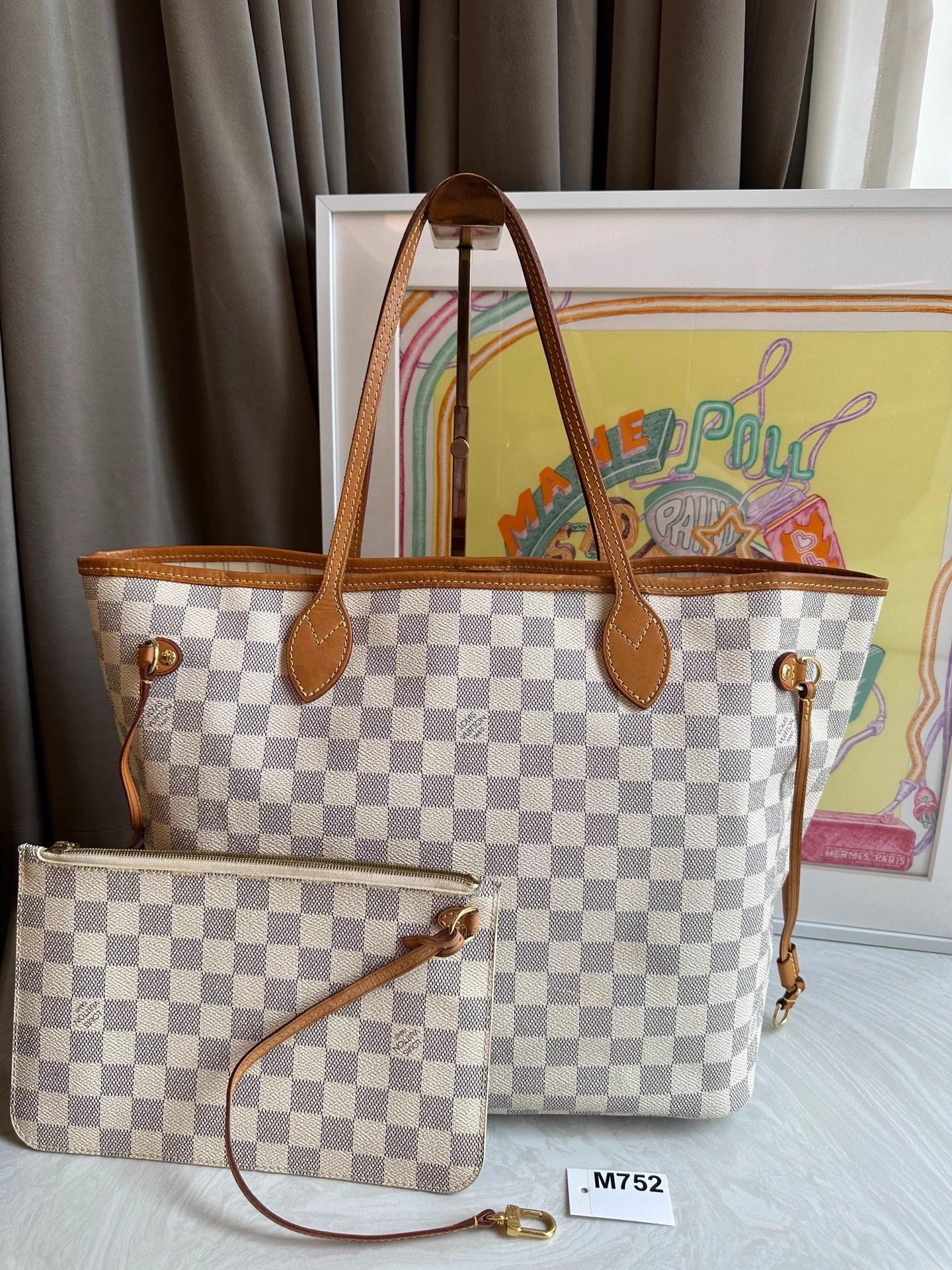 Louis Vuitton LV Neverfull White Damier Azur MM Tote Size ONE SIZE - 1 Thumbnail