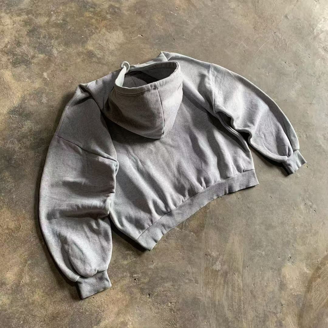 Japanese Brand Gray street retro solid color hoodie y2k Size US L / EU 52-54 / 3 - 4 Thumbnail