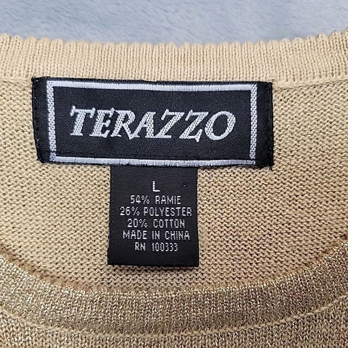 Coldwater Creek Terazzo Top Women L Metallic Gold Knit Sleeveless Ramie Blend Capsule Wardrobe Size L / US 10 / IT 46 - 3 Thumbnail