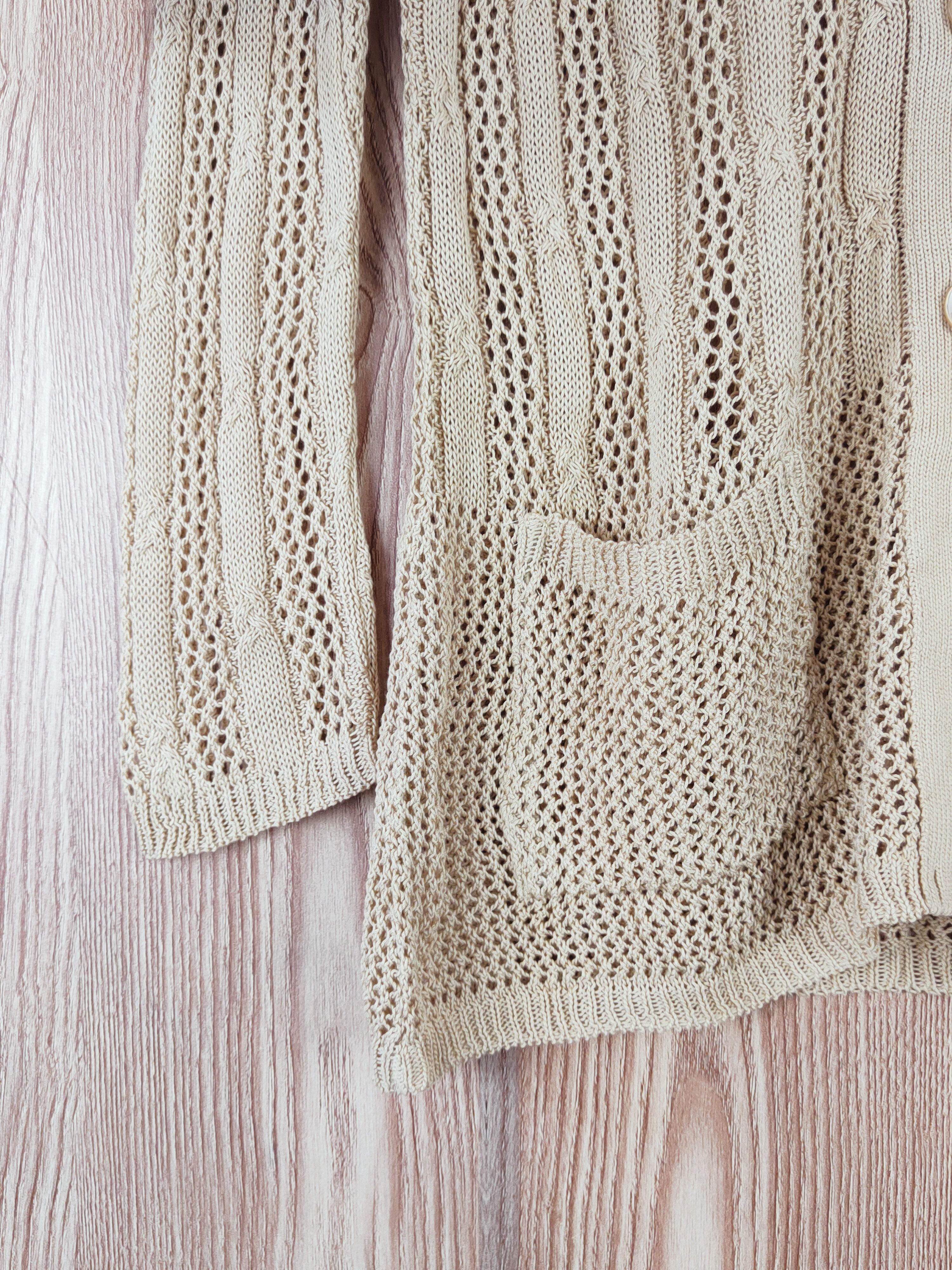 Aran Isles Knitwear Cosmo Polaris Crochet Meshnet Hoodie Knitwear Cardigan #W683 Size M / US 6-8 / IT 42-44 - 4 Thumbnail