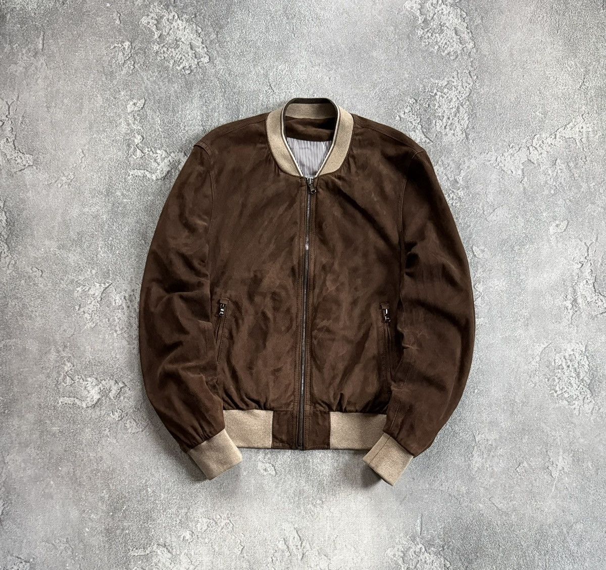 Day Zurich Suede Leather Jacket Brown Vintage Swiss Brand