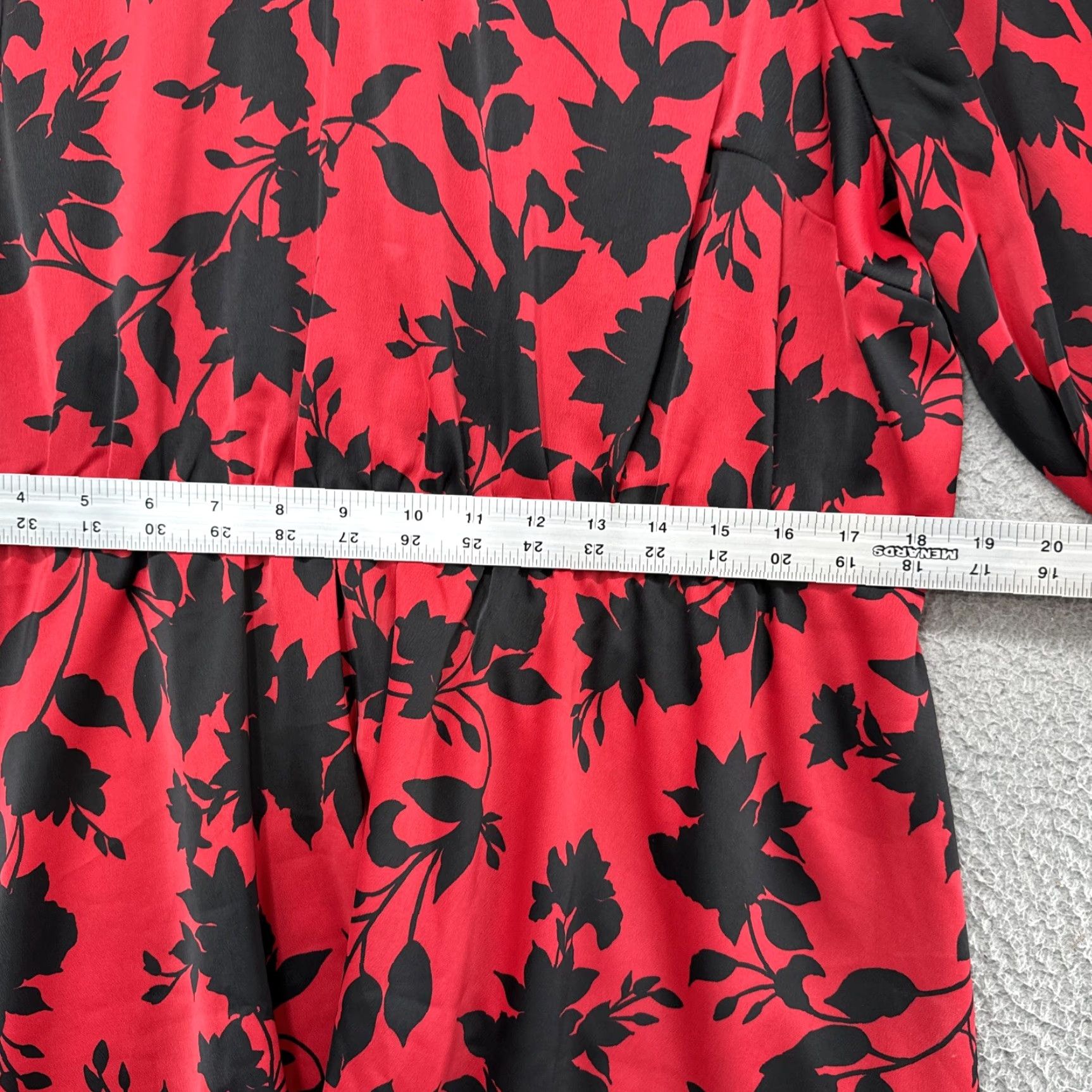 Vintage Lane Bryant Floral Red Long Sleeve Elastic Waist Midi Dress Size 18 NEW Size XXL / US 16-18 / IT 52-54 - 7 Thumbnail
