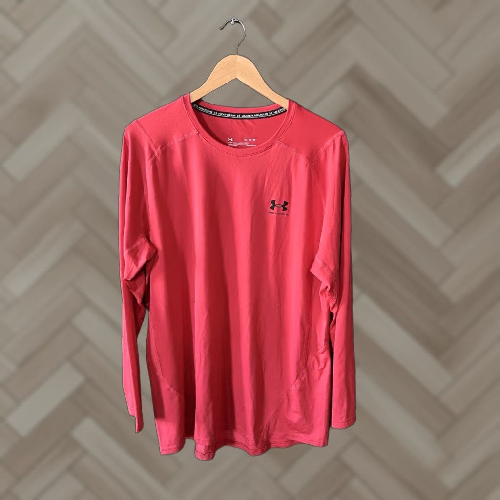 Under Armour Under Armour Mens Long Sleeve T-Shirt XL HeatGear Red Athletic Pullover Activewear Shirt - Men's Size XL Red HeatGear Size US XL / EU 56 / 4 - 1 Thumbnail