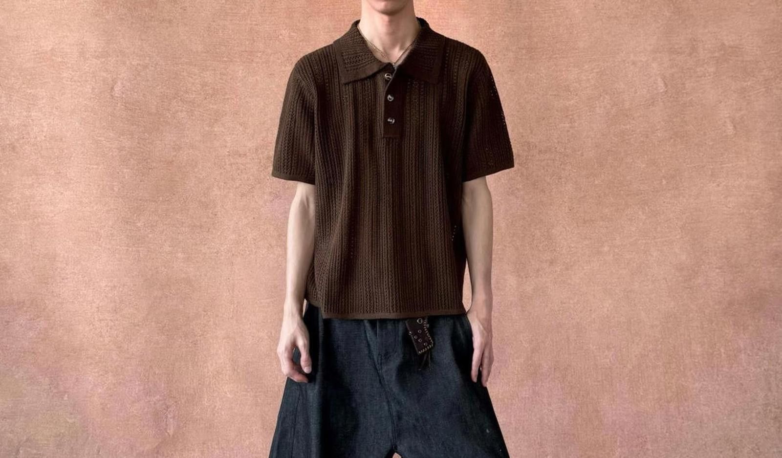 Other Brown Knit Polo Shirt Size US L / EU 52-54 / 3 - 1 Thumbnail