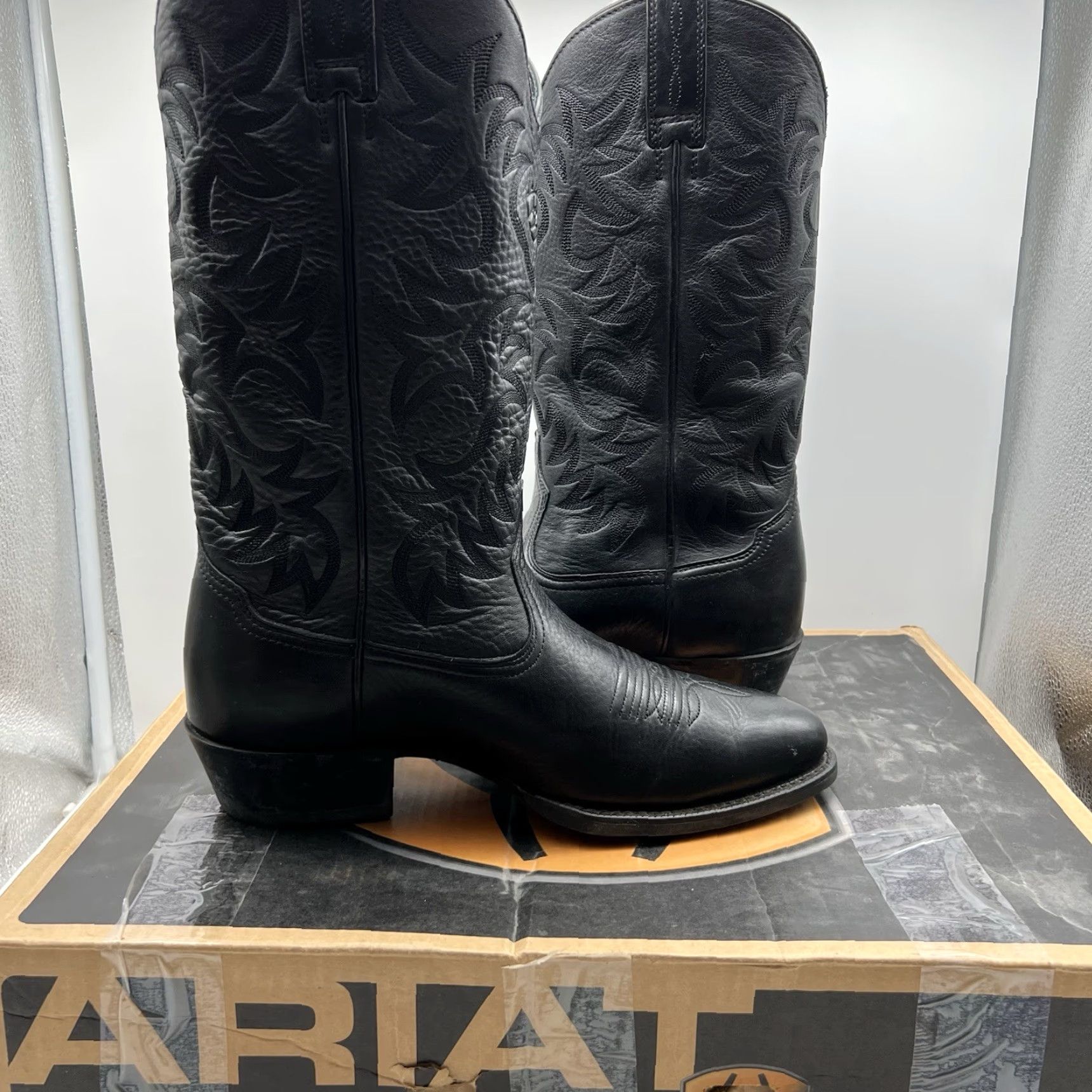 Ariat Ariat Heritage Western Boots Men Black Leather Pull-On Size 10 EE Size US 10 / EU 43 - 4 Thumbnail