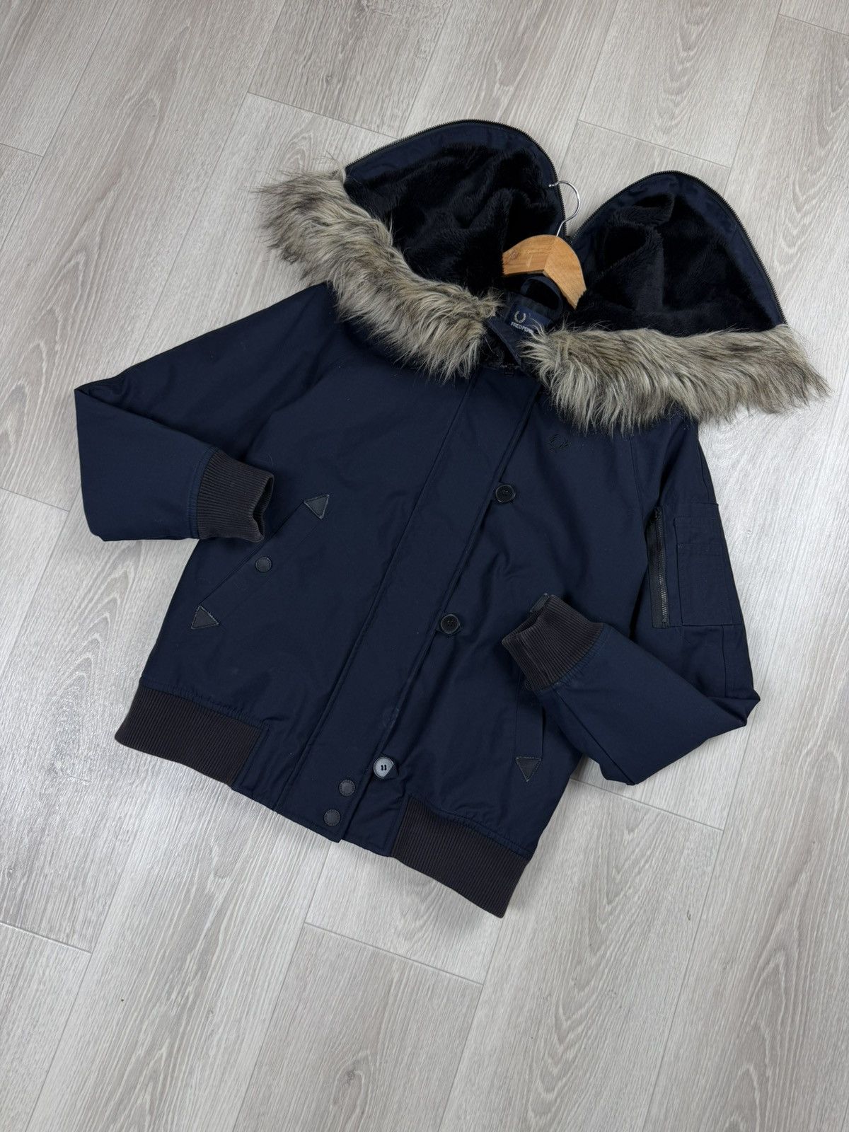 Fred Perry Fred Perry Women's Parker Jacket Navy Blue Size 8 Fur Hood Size M / US 6-8 / IT 42-44 - 5 Thumbnail
