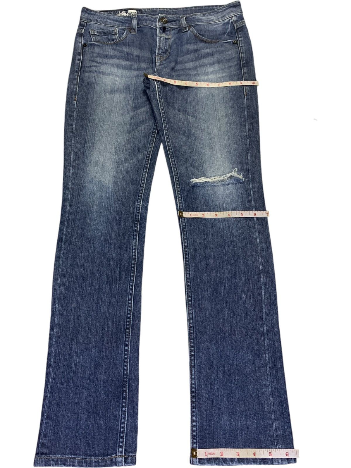 Marithe + Francois Girbaud Vintage Girbaud Distressed Ripped Slim Jeans Size 32" / US 10 / IT 46 - 15 Thumbnail