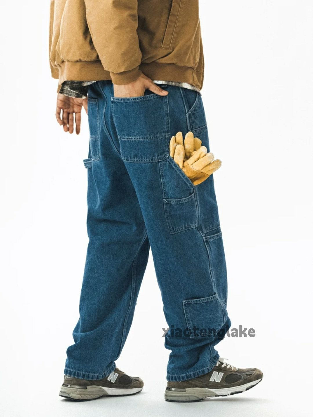 washed faded utility carpenter workwear outdoor hiphop jeans