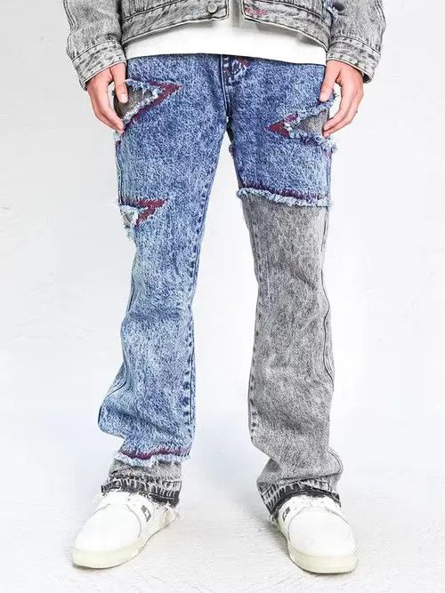 VIBE Vintage Deconstructed Panel Washed High Street Jeans Size US 32 / EU 48 - 6 Thumbnail