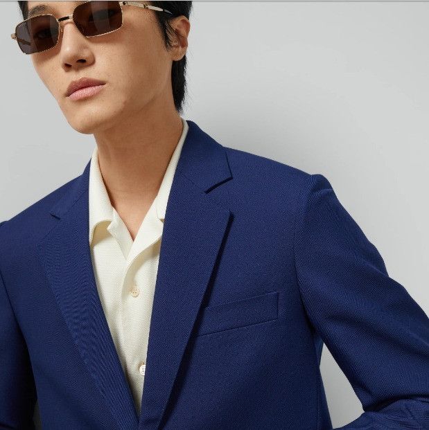 Gucci o1s1wg110125 Wool Twill Formal Jacket With Label in Blue Size US XL / EU 56 / 4 - 2 Thumbnail