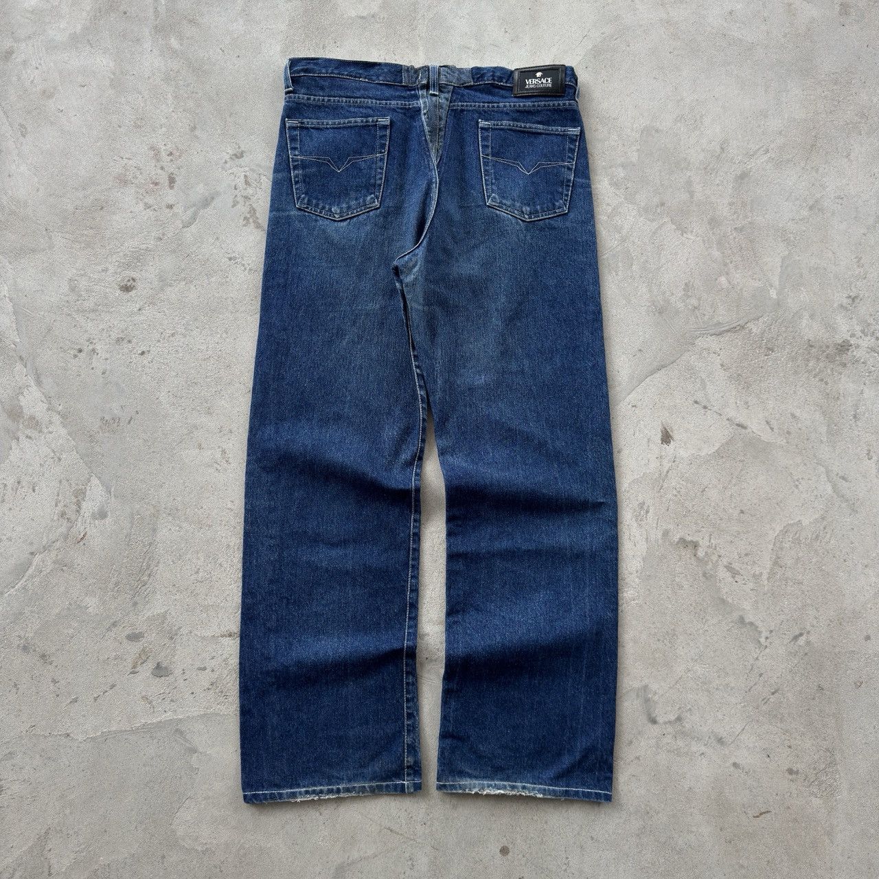 Versace Vintage Versace Couture Dark Wash Faded Loose Baggy Wide Leg Size US 36 / EU 52 - 1 Thumbnail