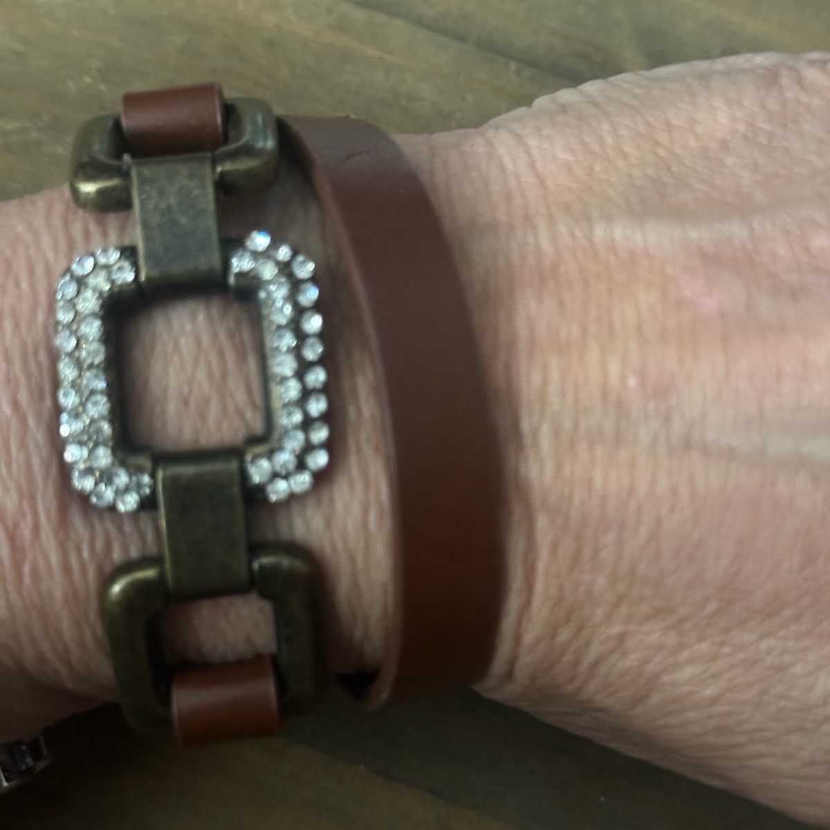 Express Express faux leather rhinestone wrap bracelet Size ONE SIZE - 2 Thumbnail