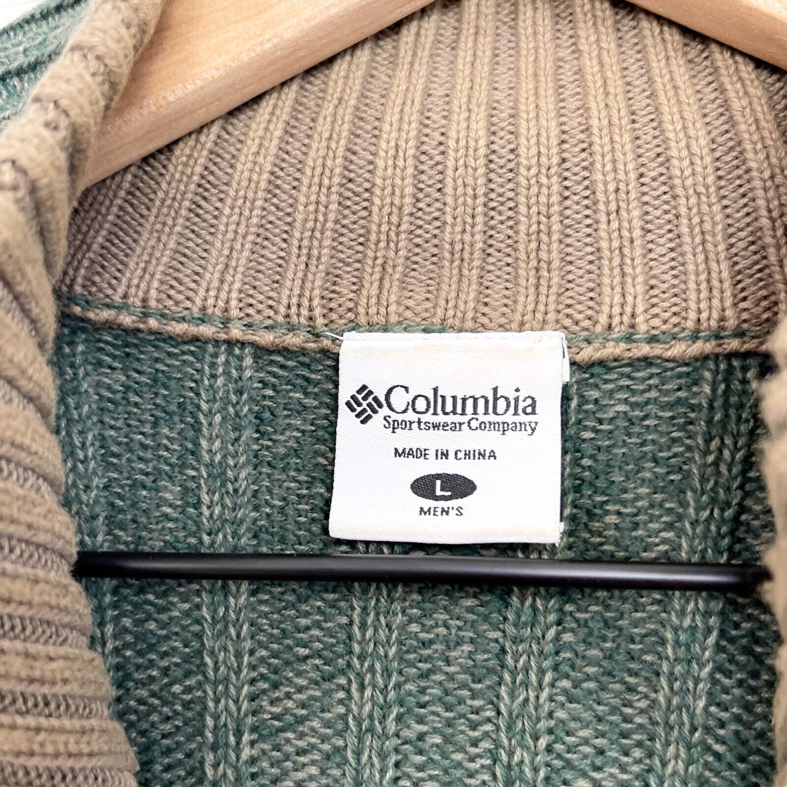 Columbia Columbia Chunky Ribbed 1/4 Zip Raglan Sweater Green L Size US L / EU 52-54 / 3 - 6 Thumbnail