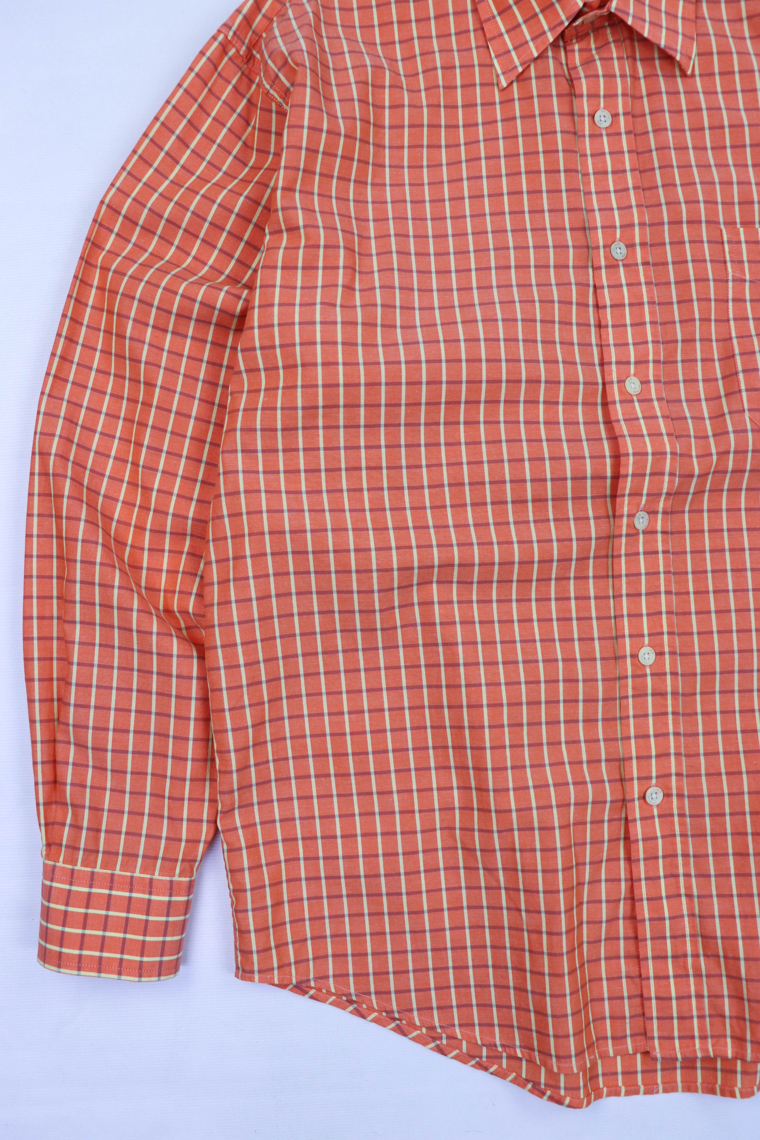 Pierre Balmain Pierre Balmain Vintage 90s Checkered Light Orange LS Shirt Size US M / EU 48-50 / 2 - 4 Thumbnail