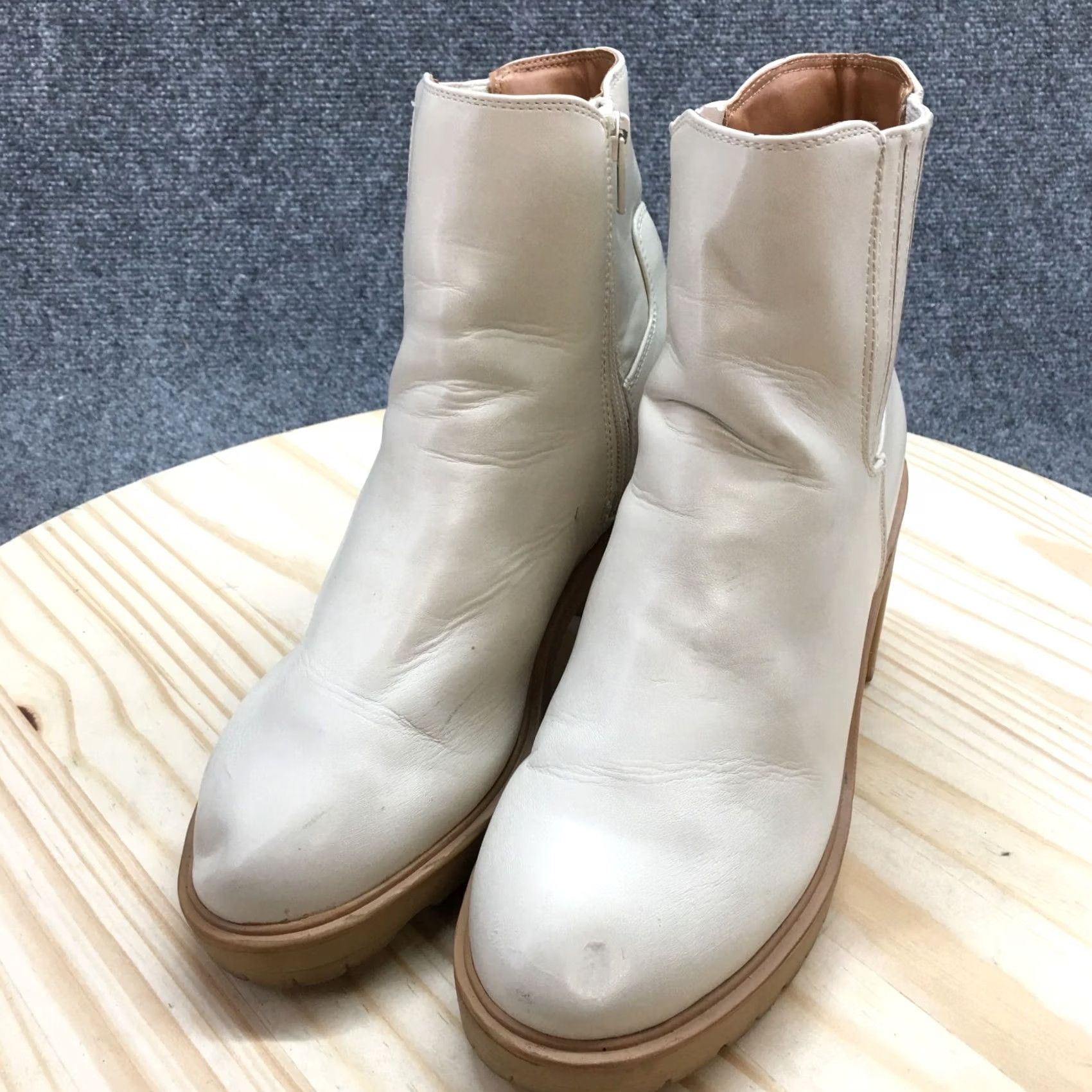Vintage Universal Thread Boots Womens 8.5 Katrina Platform Bootie Ivory Casual Ankle Top Women Platform Boots, 8.5, Ivory, Casual, Faux Leather, Block Heel Size M / US 6-8 / IT 42-44 - 7 Thumbnail