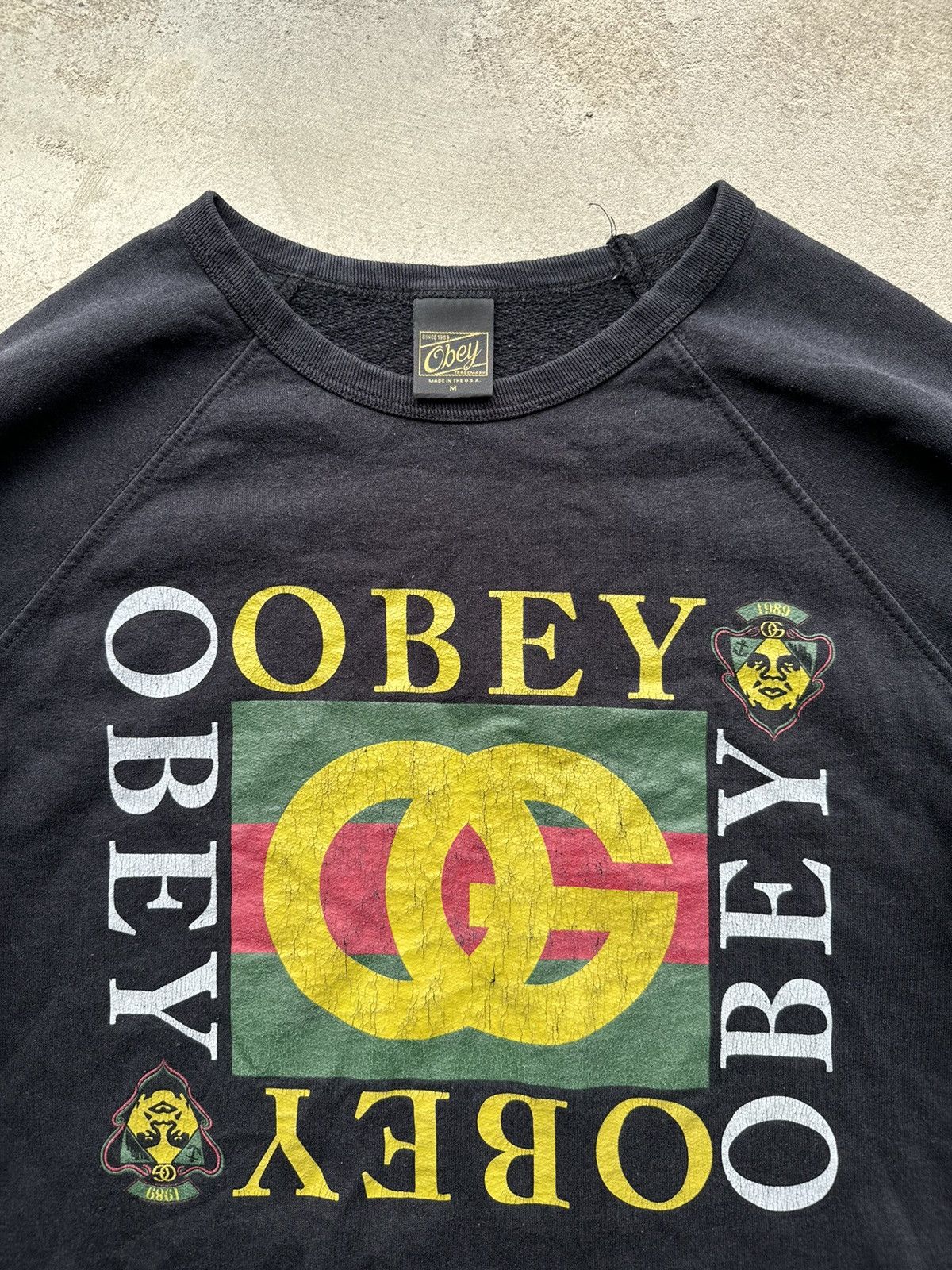 Made In Usa Obey Vintage Obey Like Gucci Logo Vintage Sweatshirt Grailed