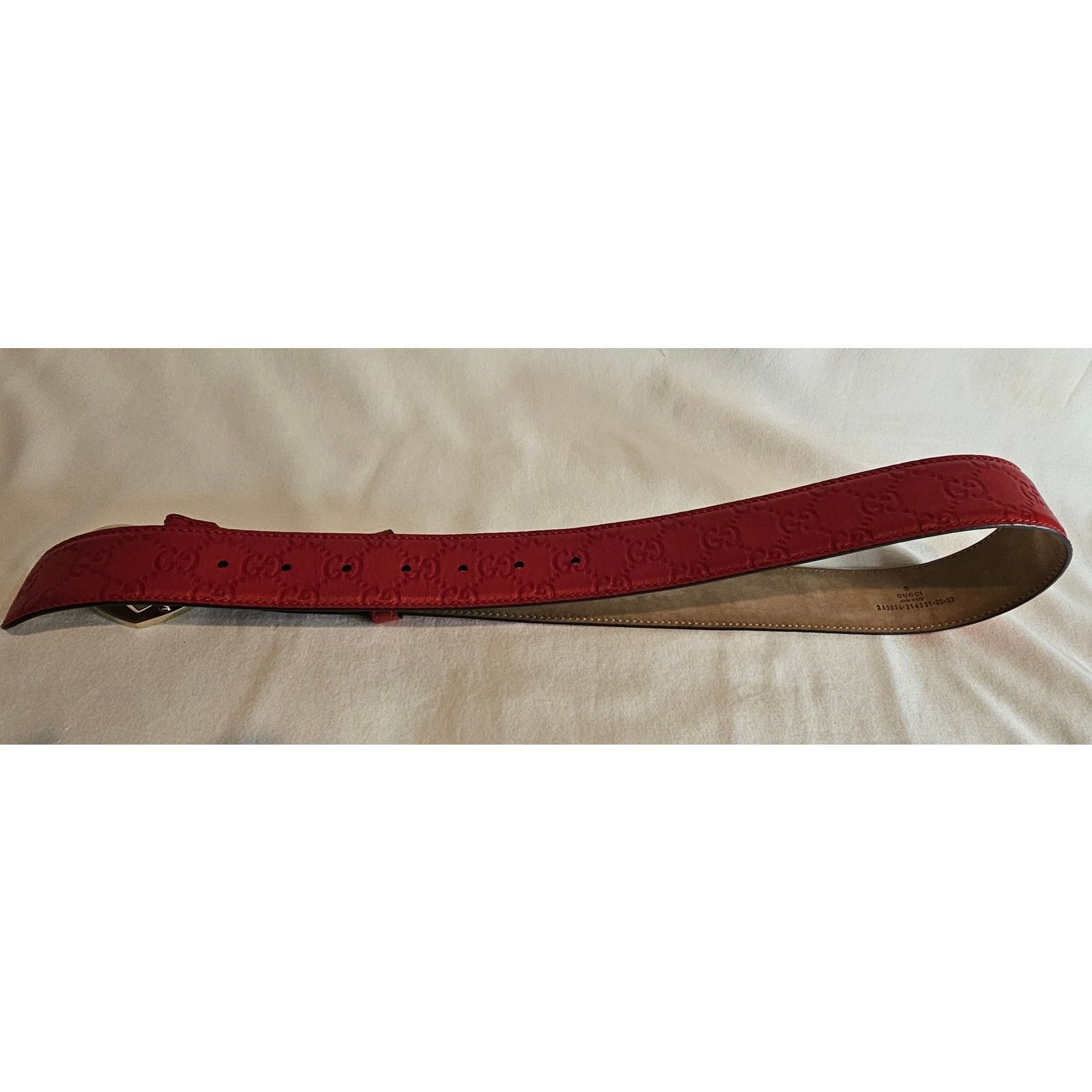 Gucci Gucci Red Guccissima Leather Heart Buckle Belt Size ONE SIZE - 7 Thumbnail