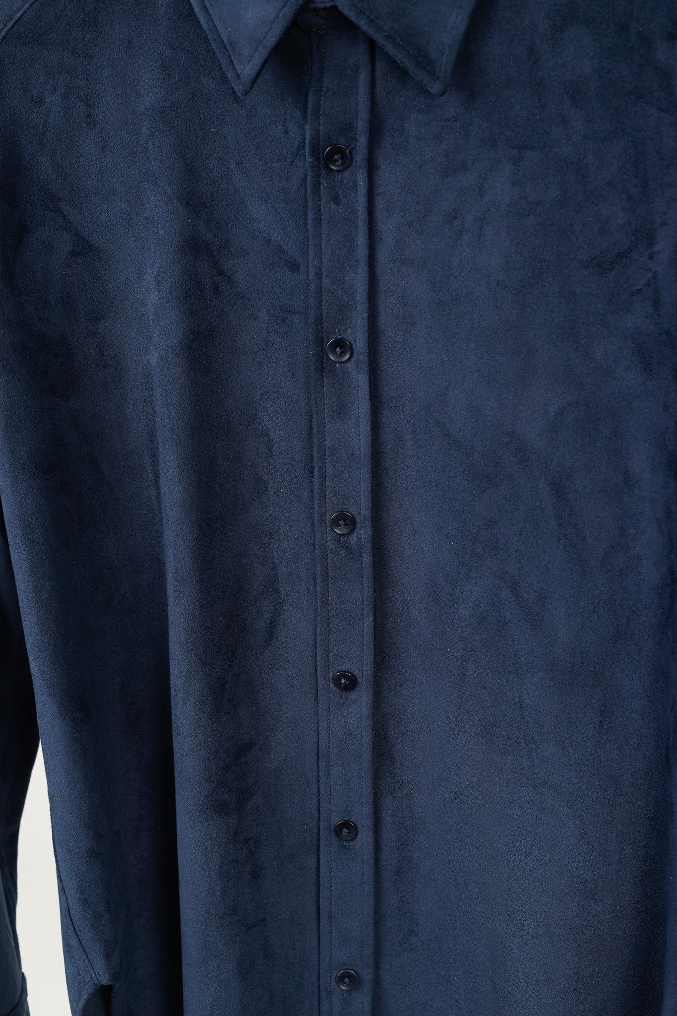 Tibi Tibi Faux Suede Midnight Blue Button Up Shirt Size S / US 4 / IT 40 - 8 Thumbnail