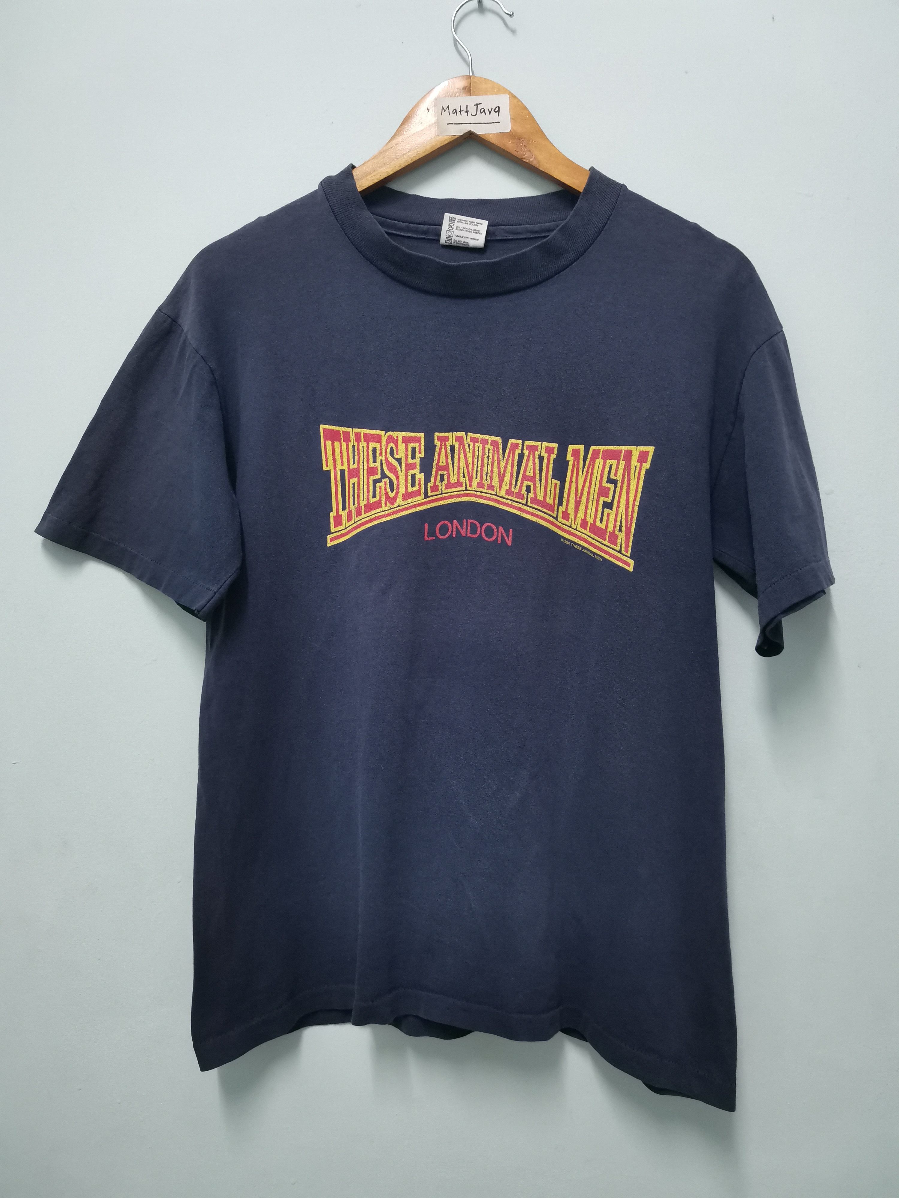image of Vintage 90's These Animal Men Britpop Alternative Tee Stitche in Blue (Size Medium)
