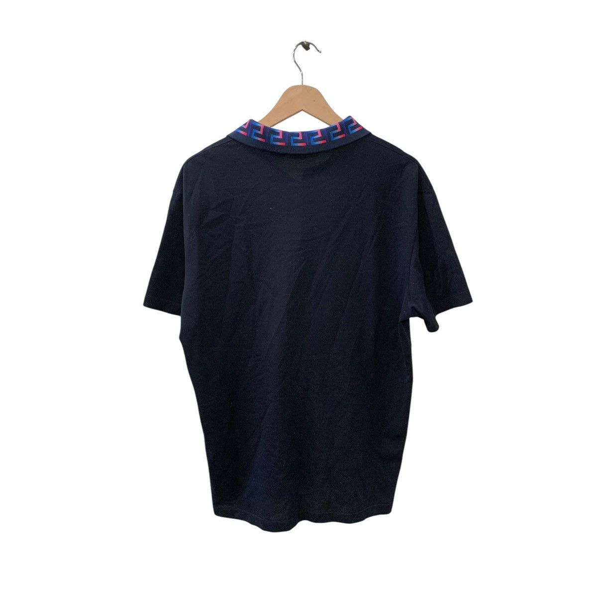 Versace Versace Navy Polo Grecka Colored Trim Size US XL / EU 56 / 4 - 3 Thumbnail