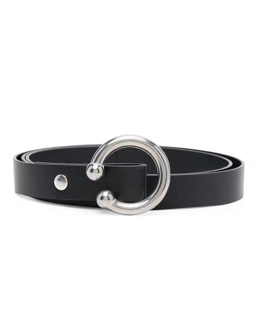 Random Identities black leather ring belt for versatile styling Size ONE SIZE - 1 Thumbnail