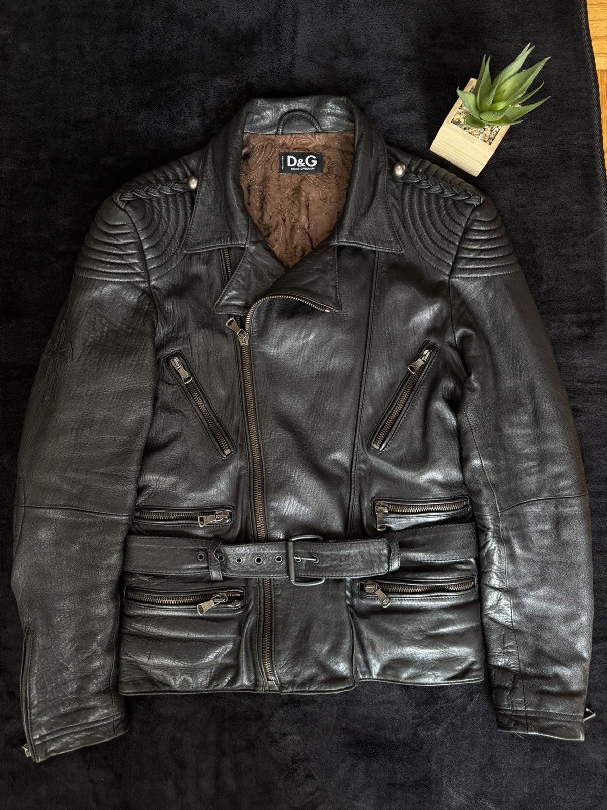 Dolce & Gabbana Dolce & Gabbana Black Leather Jacket Size 46 | Grailed