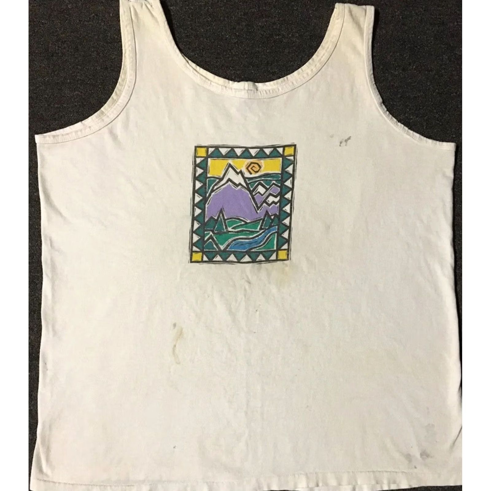 Vintage VINTAGE Alpine Cigarettes Tank Top T-Shirt M White Sleeveless Distressed 90s Grunge Smoking Vaporwave Single Stitch Men US Modern Era Size US M / EU 48-50 / 2 - 2 Thumbnail