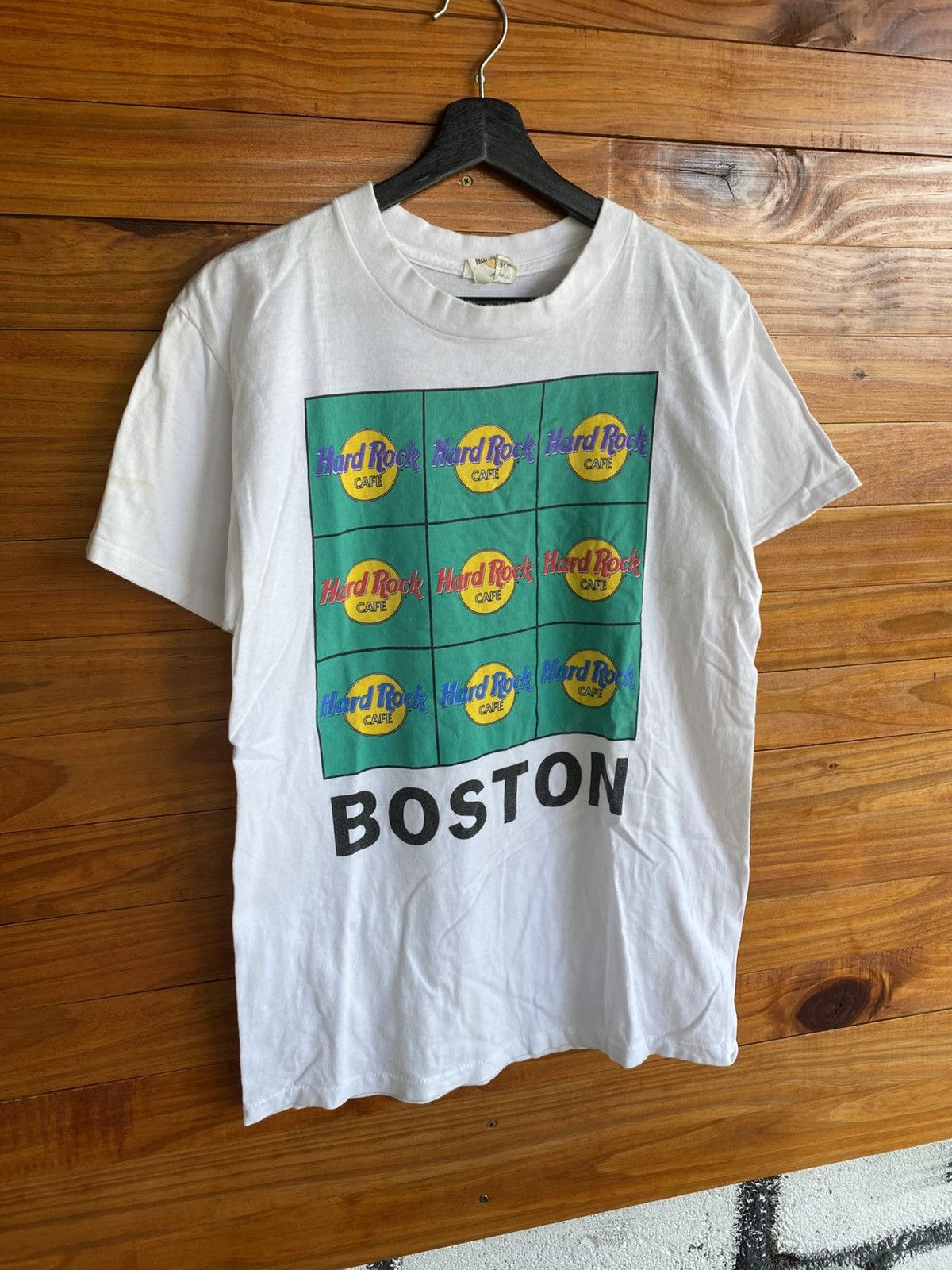 Hard Rock Cafe Vintage 90s Hard Rock Cafe Boston Pop Art Logo T-Shirt White Size US M / EU 48-50 / 2 - 5 Thumbnail