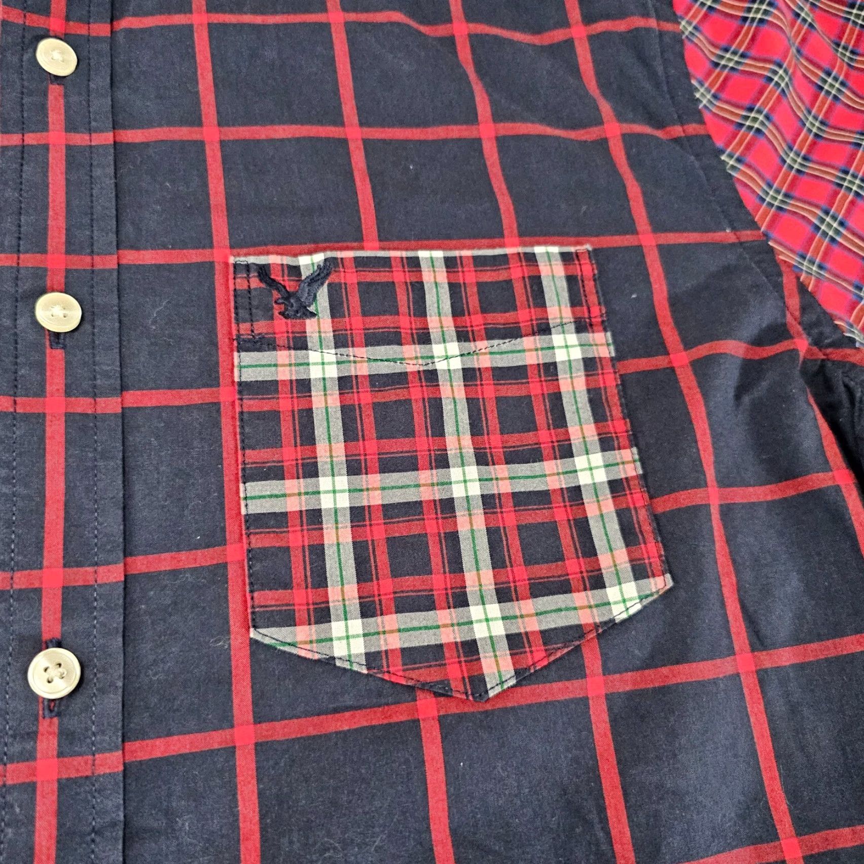 American Eagle Outfitters American Eagle Shirt Mens Medium Classic Check Patchwork Button Up Long Sleeve Mens Size US M / EU 48-50 / 2 - 3 Thumbnail