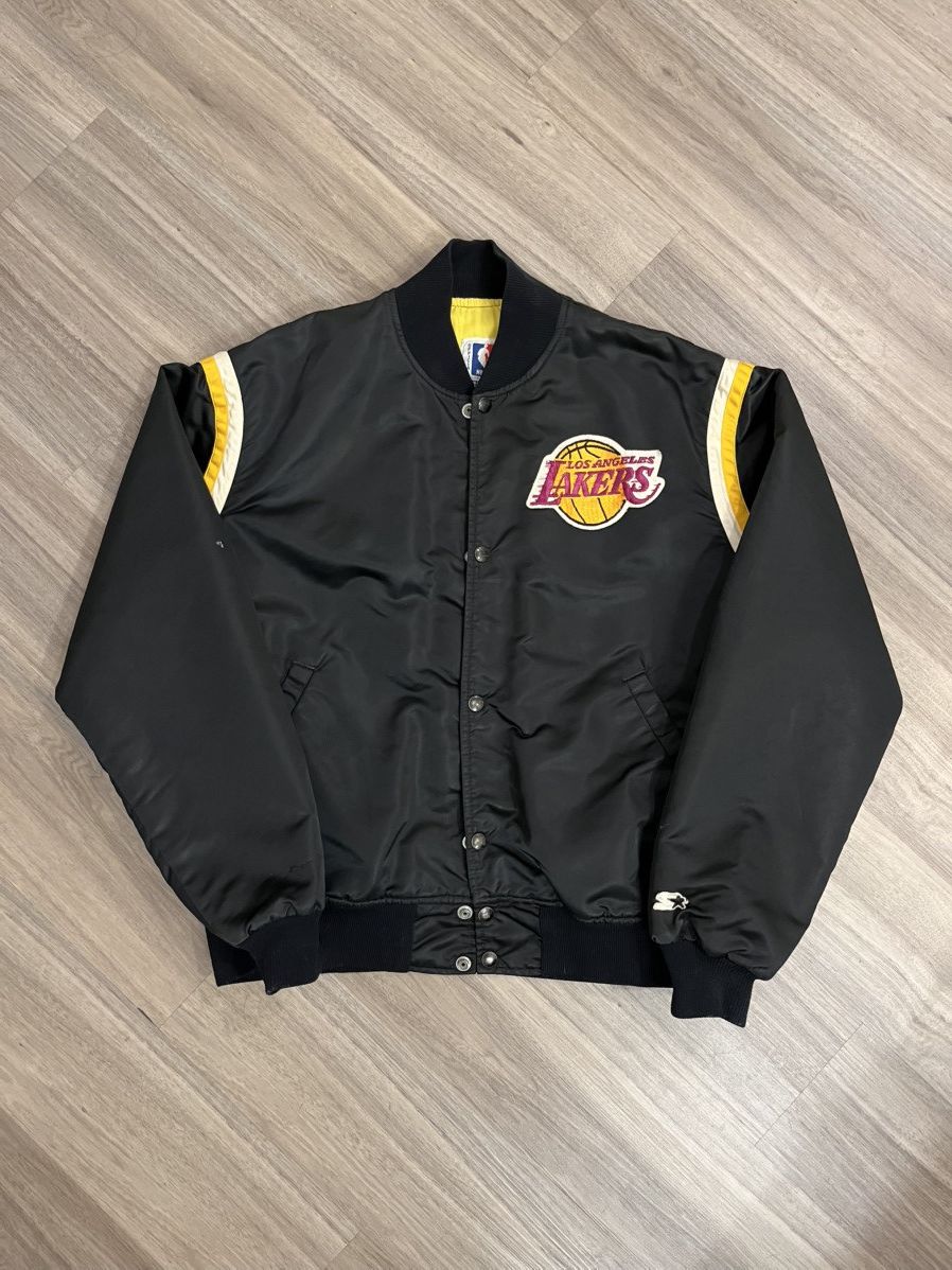 Vintage 90s Lakers Starter Bomber Jacket Black / Yellow