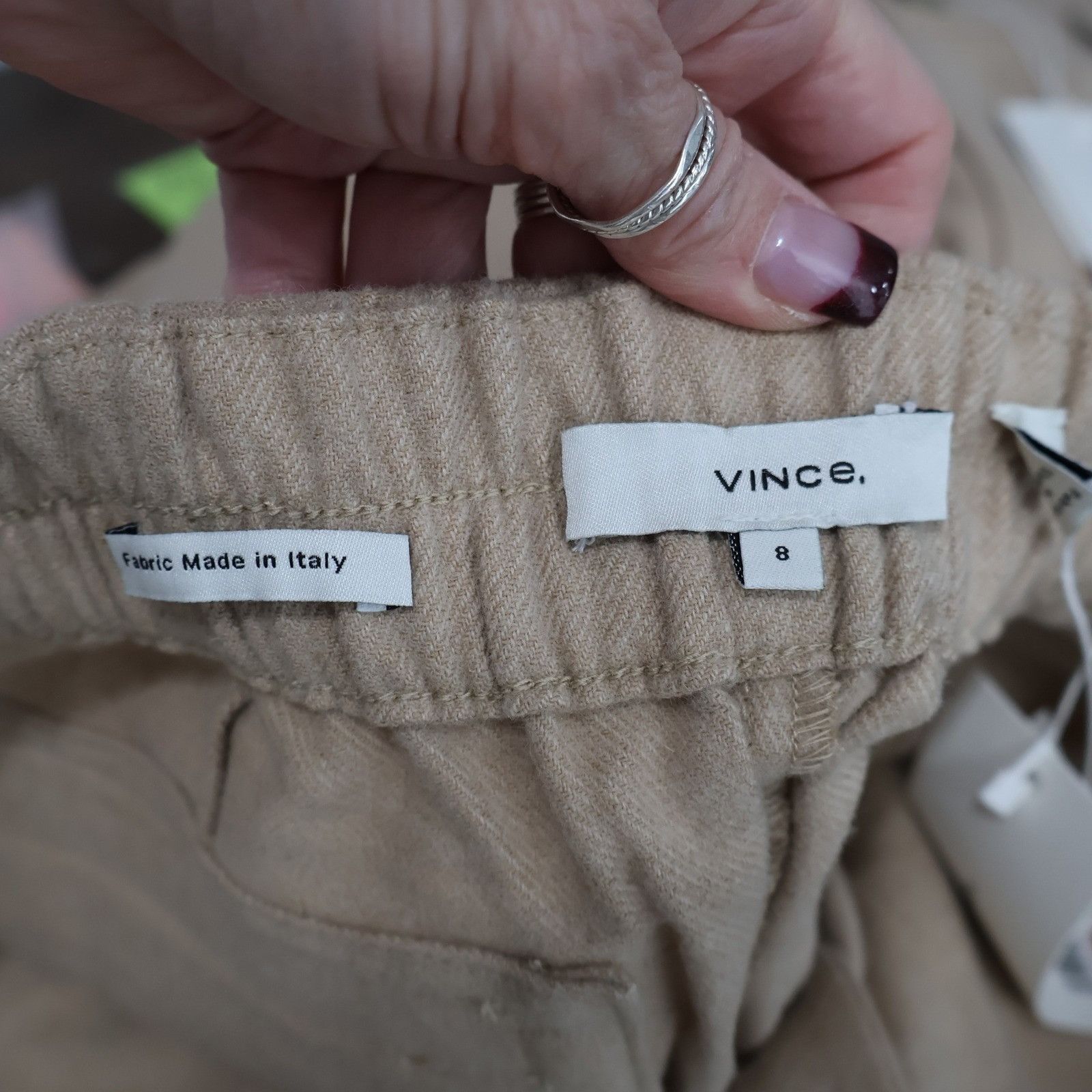 Vince Vince Wide Leg Cargo Pant Women 8 Tan Utility High Rise Wool Size 30" / US 8 / IT 44 - 2 Thumbnail