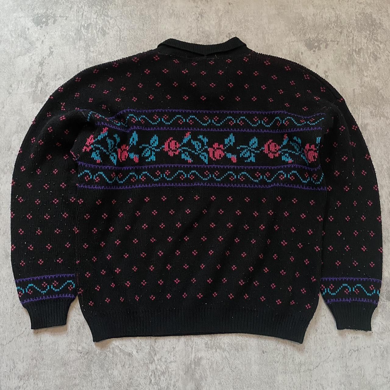 Other 80s vintage Roses black and pink floral sweater Size US S / EU 44-46 / 1 - 2 Thumbnail