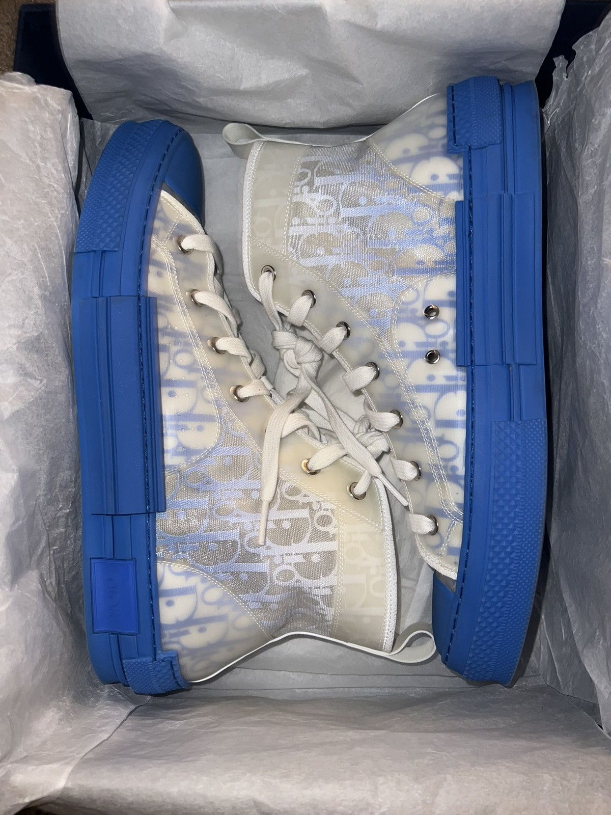 Dior Dior B23 Oblique High Top Shoes Blue White Sneakers Grailed