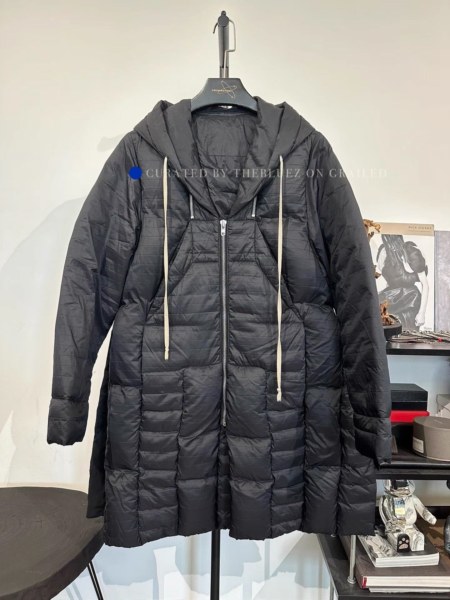 Rick Owens Black Hooded Padded Long Parka - Size M Size US M / EU 48-50 / 2 - 1 Thumbnail