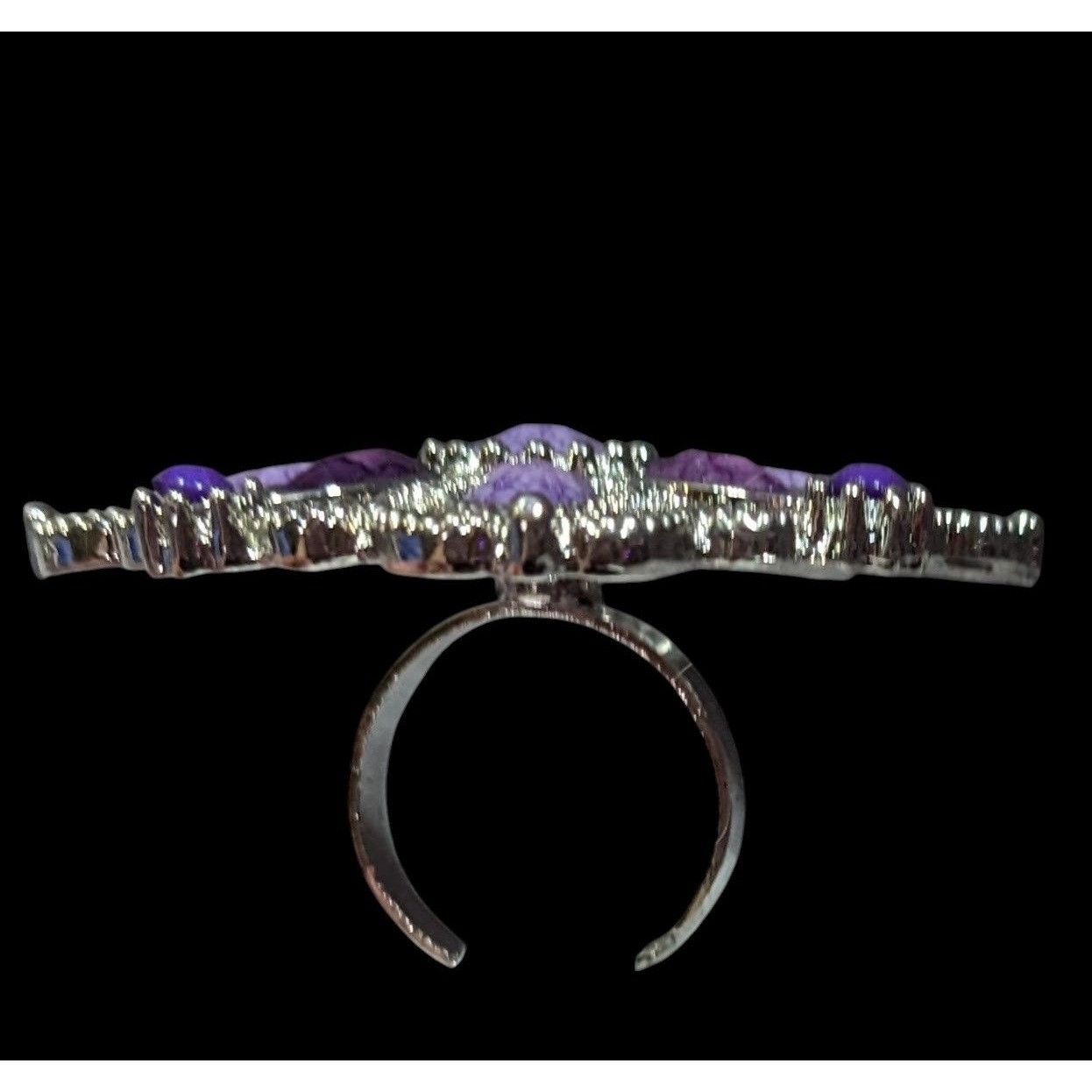 Other Fantasy Chunky Floral Silver Tone Ring With Purple Stones Ad Size ONE SIZE - 5 Thumbnail