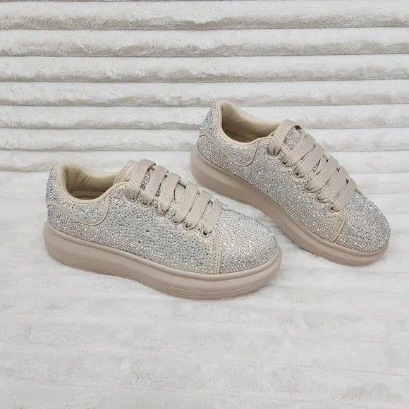 Other Cush Baby Nude Beige Rhinestone Sneakers Tennis Shoes (US Sh Size US 6 / IT 36 - 4 Thumbnail