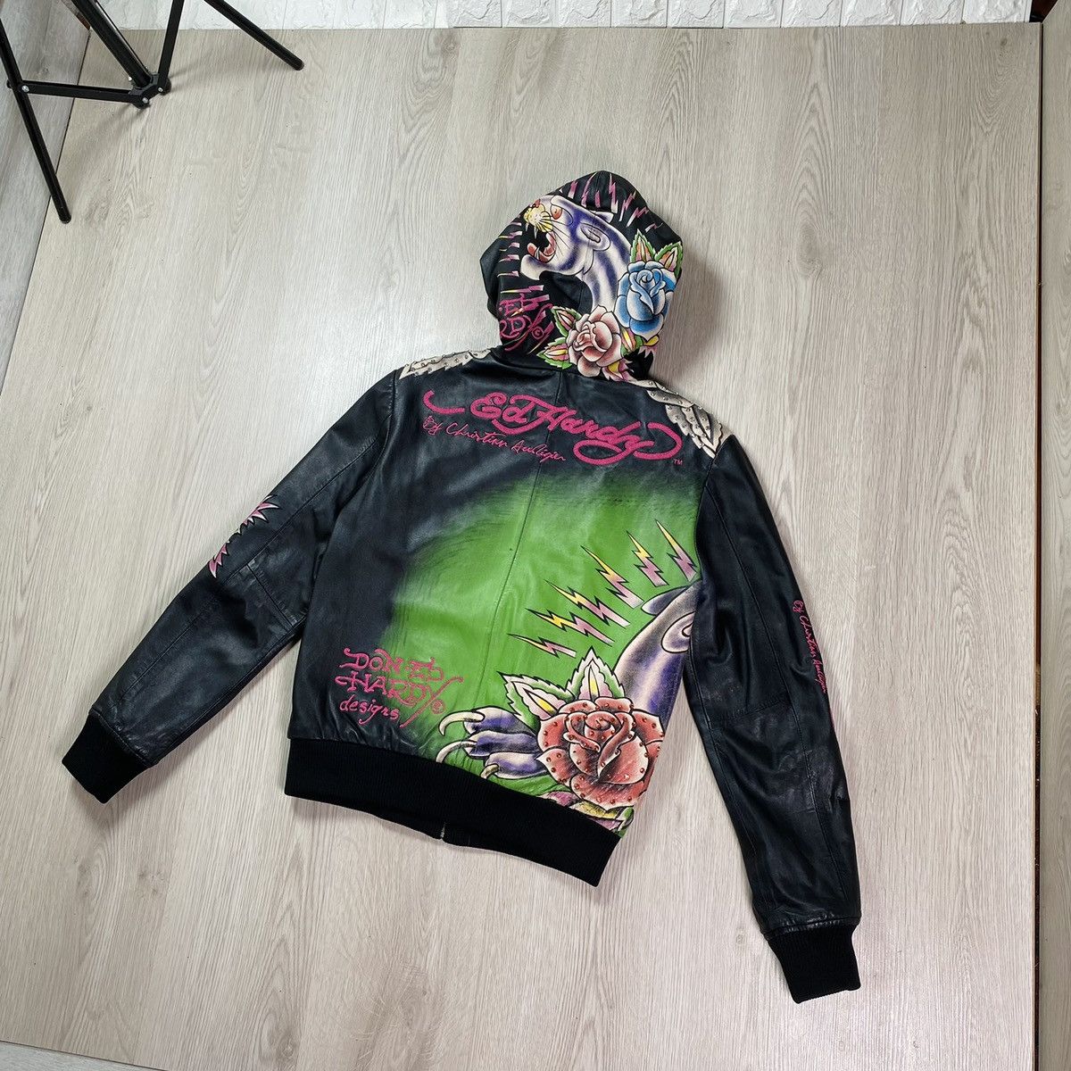 Ed Hardy Ed Hardy by Christian Audigier genuine leather hooded jacket Size S / US 4 / IT 40 - 16 Thumbnail