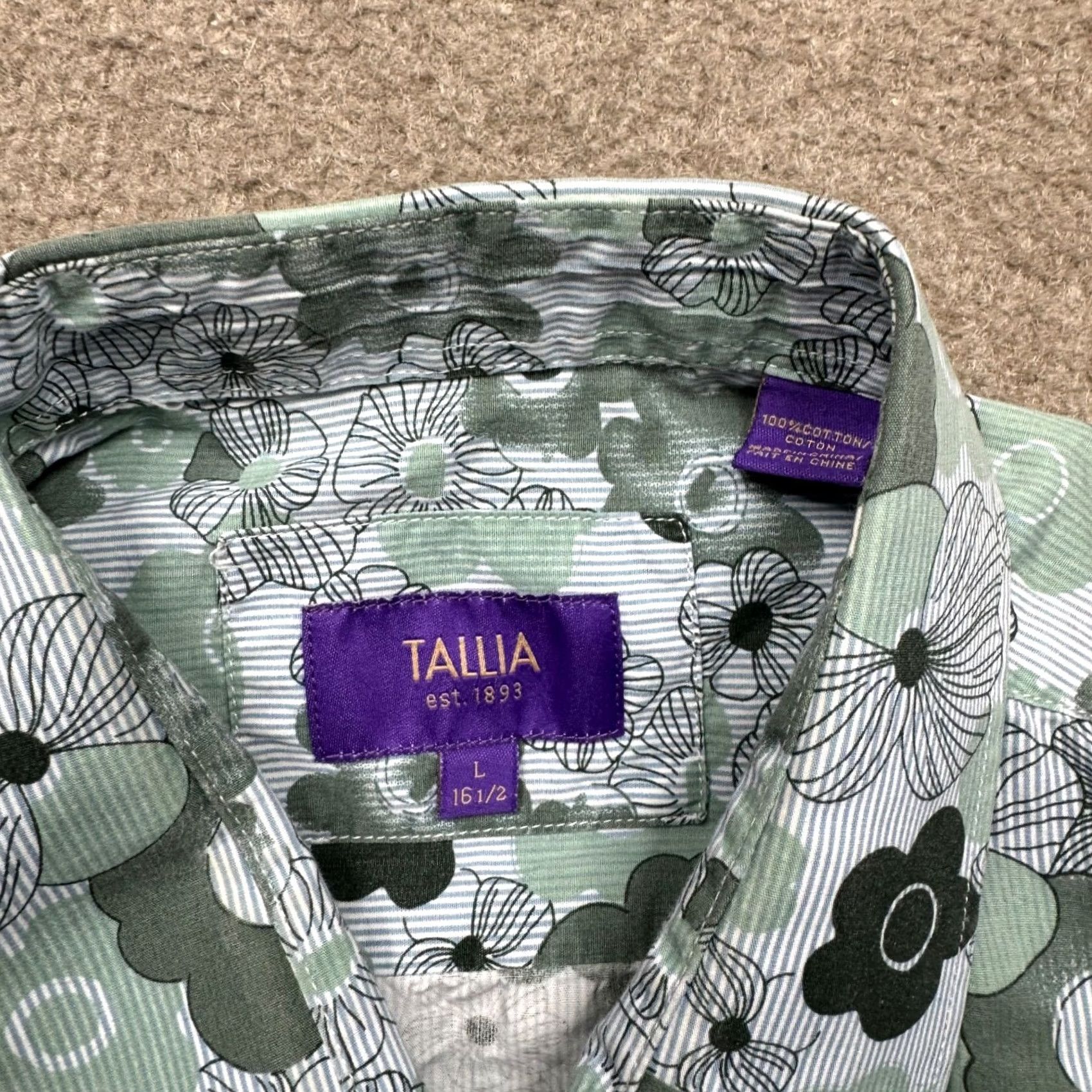 Tallia Tallia Green Floral Short Sleeve Button Up Shirt L Mens Regular Size Used Excellent Condition Wearing Ready to Wear Size US L / EU 52-54 / 3 - 2 Thumbnail