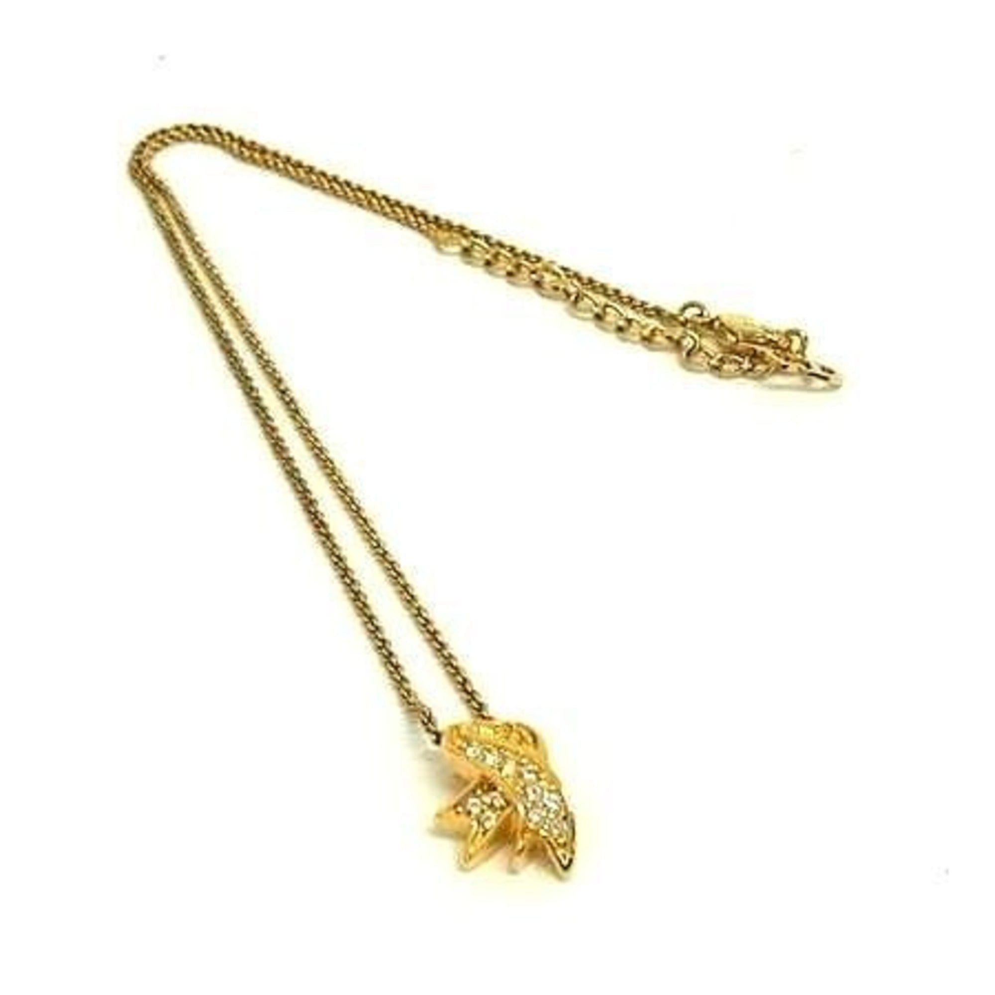 Dior Christian Dior necklace, gold metal, women's, rhinestone, ribbon motif. Size ONE SIZE - 1 Thumbnail