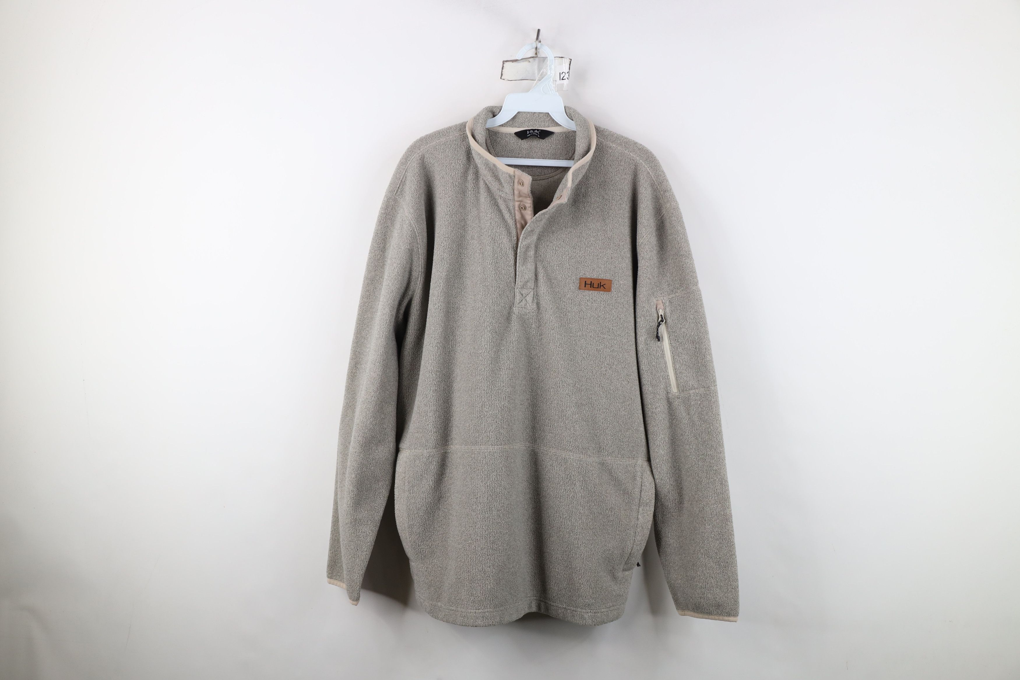 Vintage Huk Fishing Spell Snap Button Fleece Pullover Sweater Beige Size US L / EU 52-54 / 3 - 1 Thumbnail