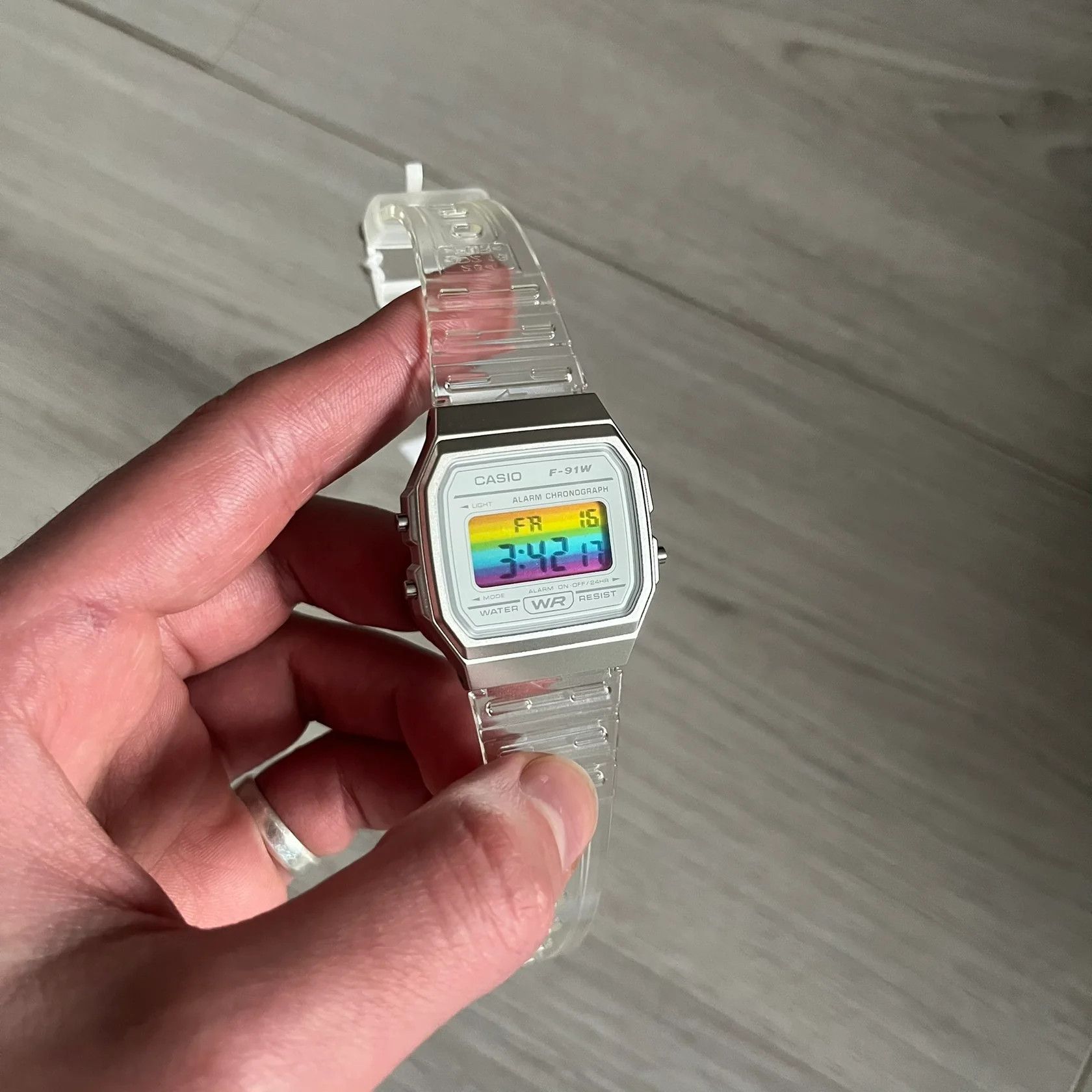 Casio Casio F-91W "Rainbow" Clear Digital Watch Size ONE SIZE - 3 Thumbnail