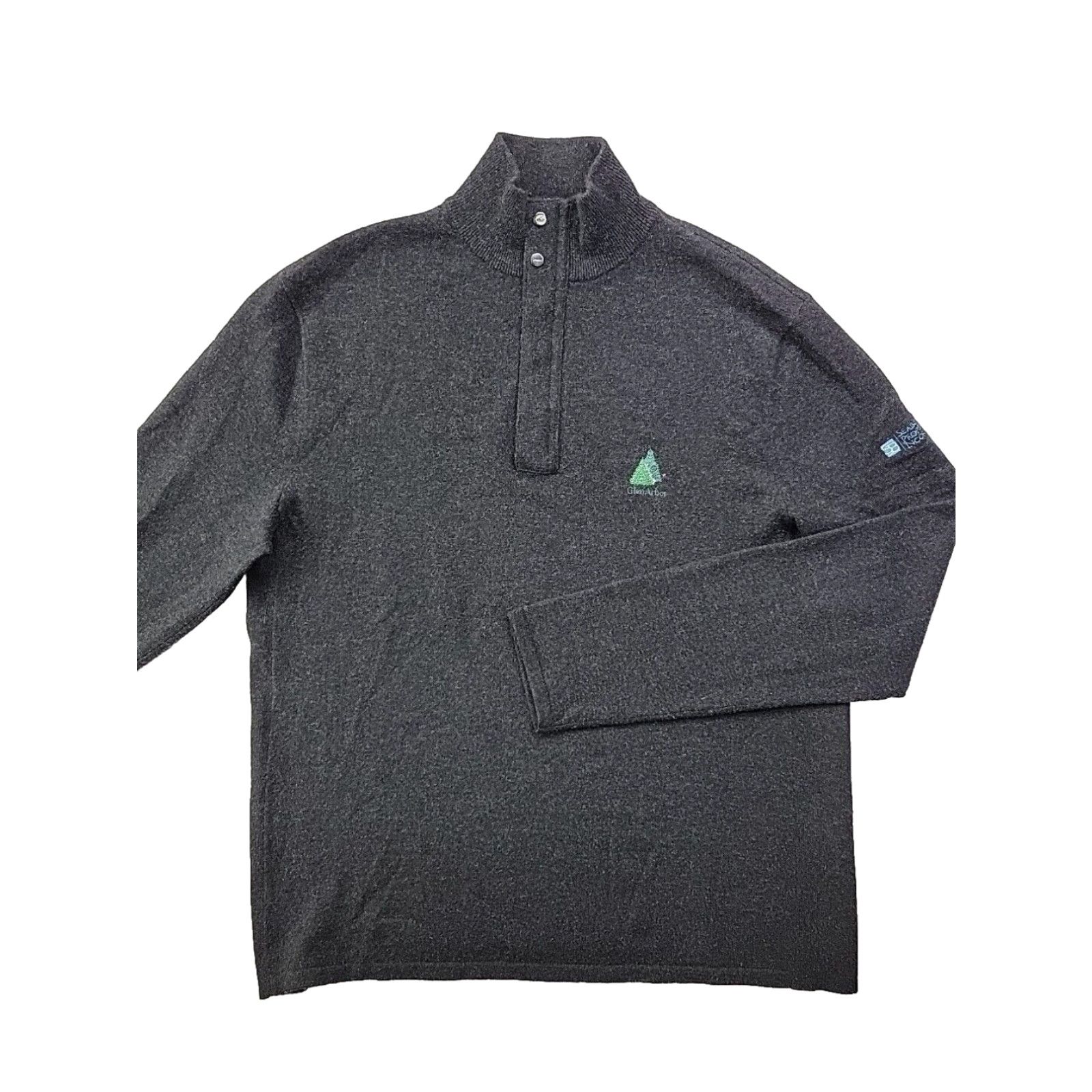 image of Vintage Rlx Ralph Laurent Men's Large Charcoal 100% Cashmere Sweater Glenarbor Golf Club in White