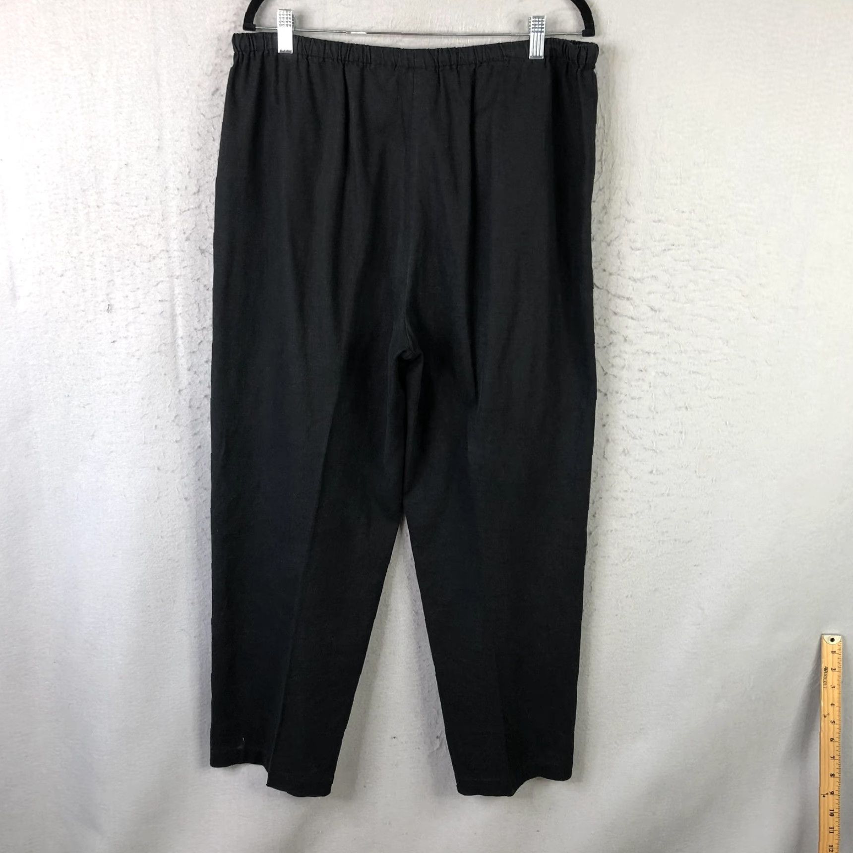 Vintage Alfred Dunner Pants Womens 16 Black Linen Blend Elastic Waist Drawstring Relaxed Size 38" / US 16 / IT 52 - 2 Thumbnail