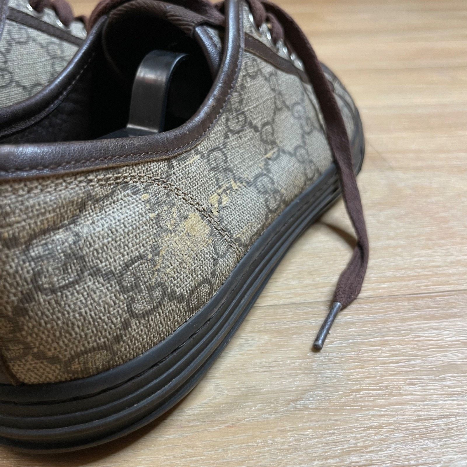 Gucci GUCCI Sneakers BROWN Leather low Top GG Monogram Canvas Size US 8 / EU 41 - 8 Thumbnail