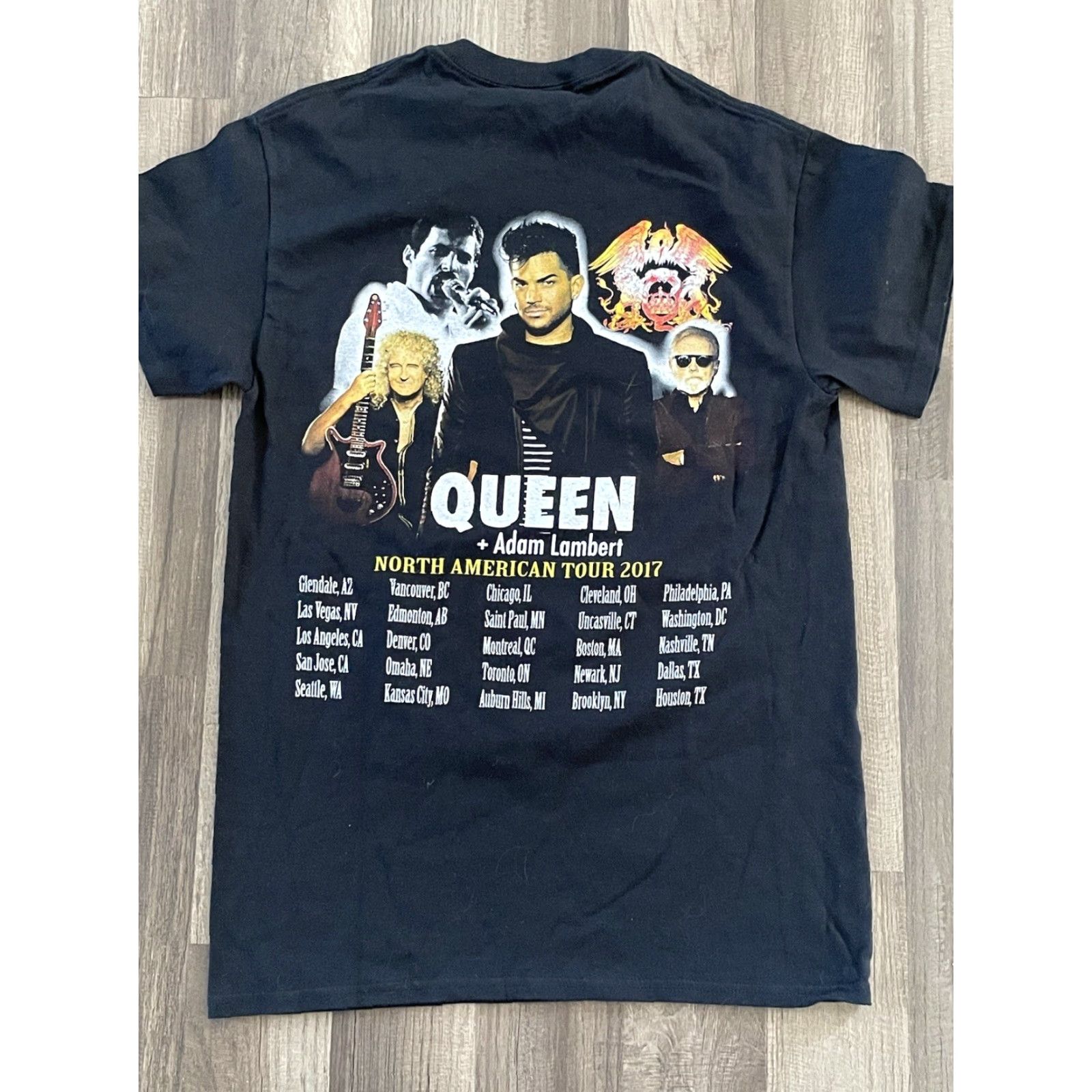 Vintage Queen Tour T-Shirt Small Black Mens S Black Queen Adam Lambert Rock Music 90s Concert (if applicable) Size US S / EU 44-46 / 1 - 4 Thumbnail
