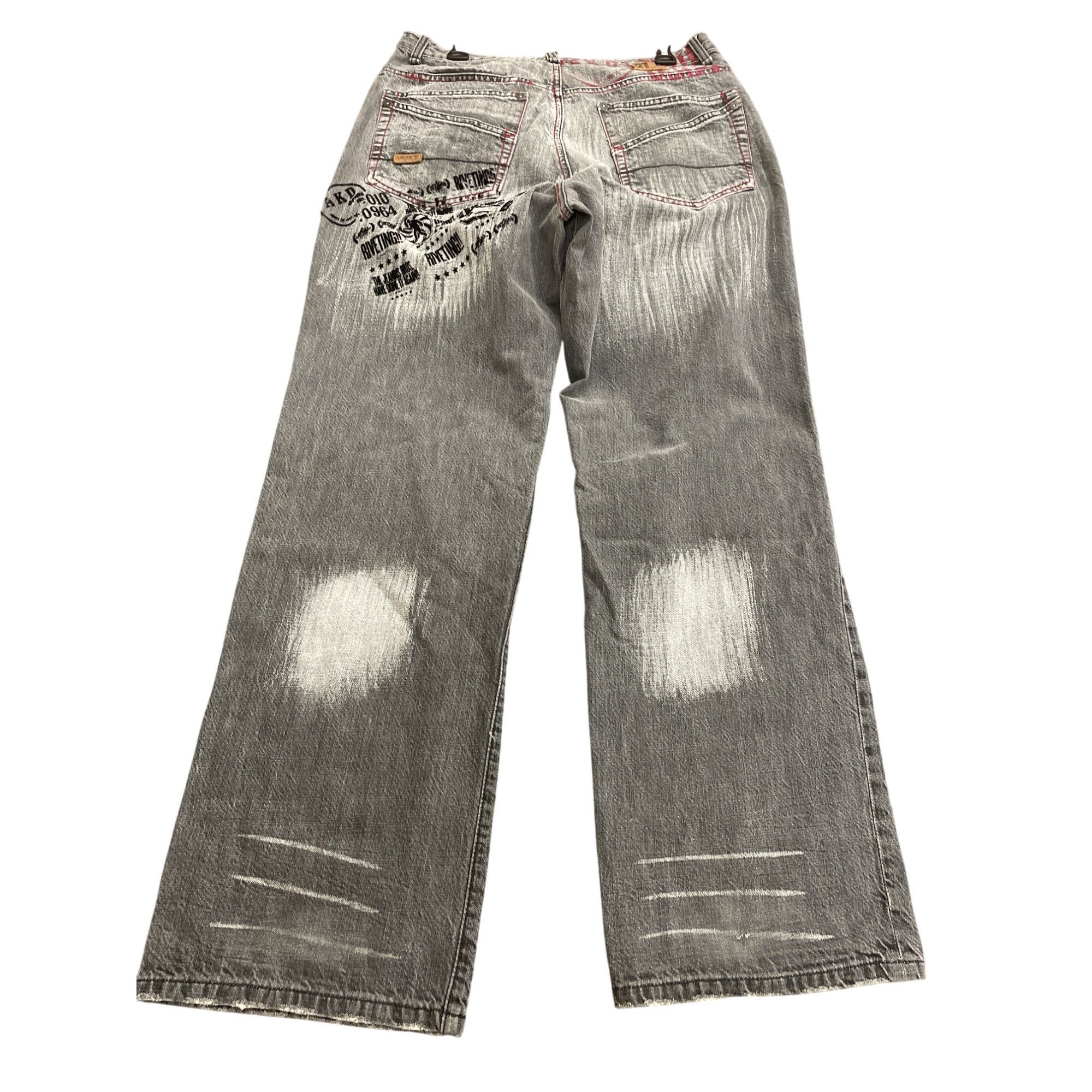 Akademiks Akademiks Mens Distressed Gray Graphic Wide-Leg Jeans Size 3 Size US 34 / EU 50 - 10 Thumbnail