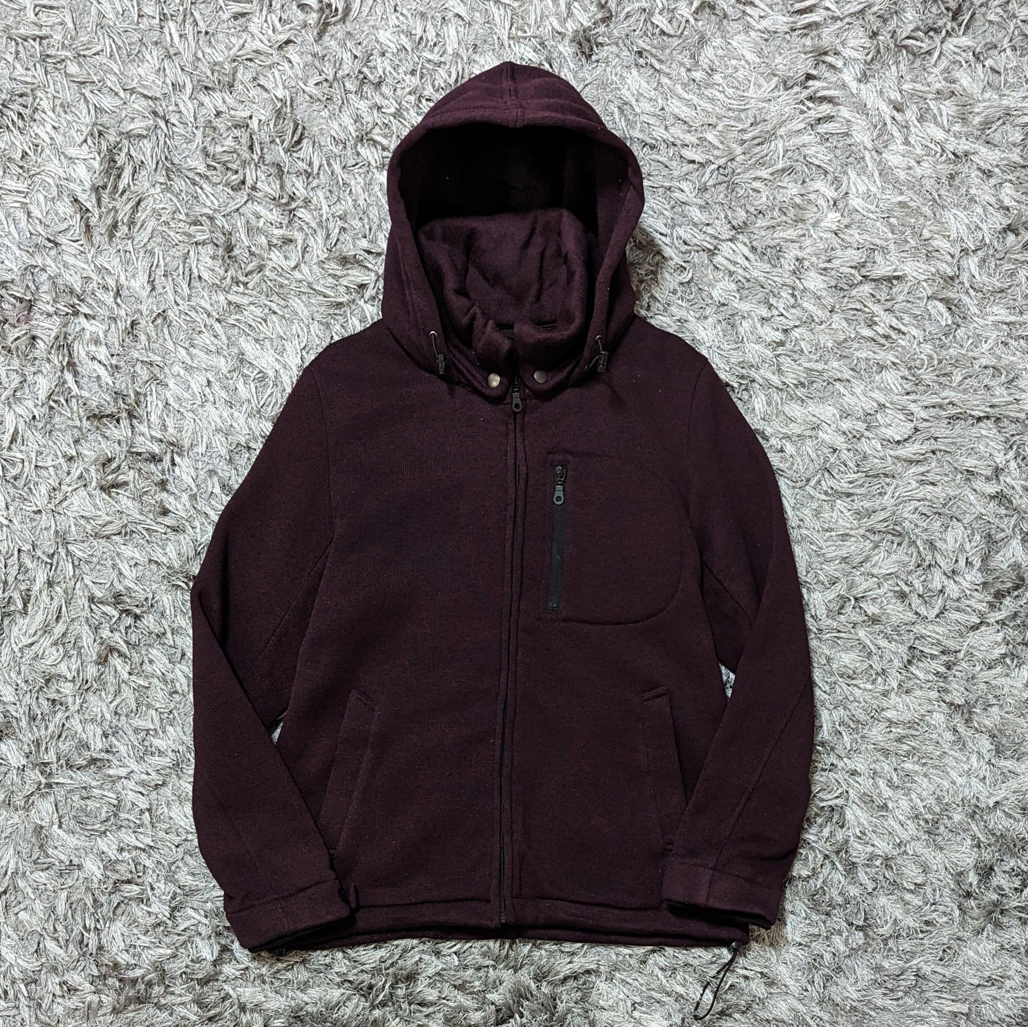 image of Plus One Clothing Vintage 90's Plus One Japan Hoodie Jacket Maroon Purple, Men's (Size Large)