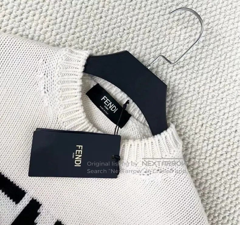 Fendi Fendi Beige Logo Intarsia Knit Sweater. Size US L / EU 52-54 / 3 - 2 Thumbnail